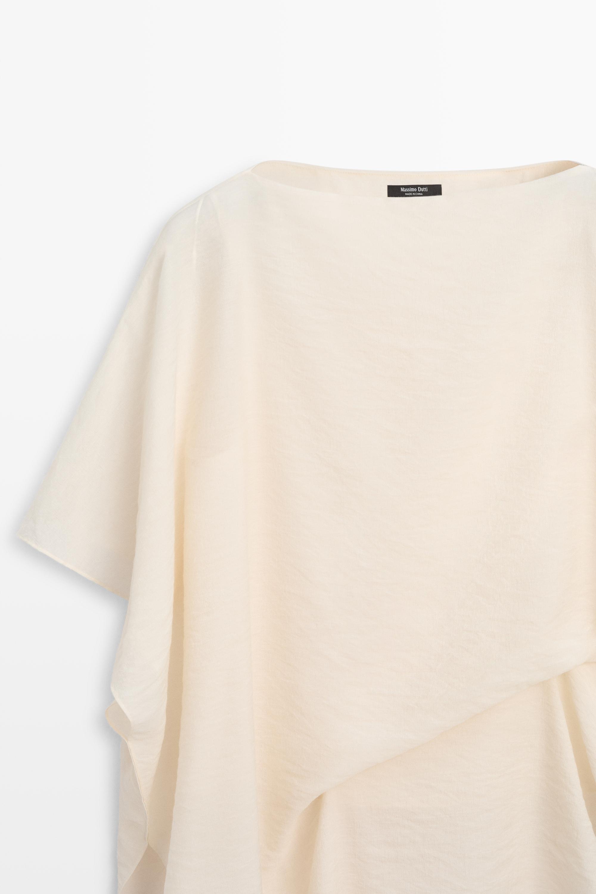 Asymmetric cape-style flowing blouse — Off white
