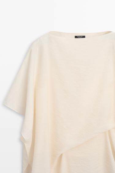 Asymmetric cape-style flowing blouse — Off white 7