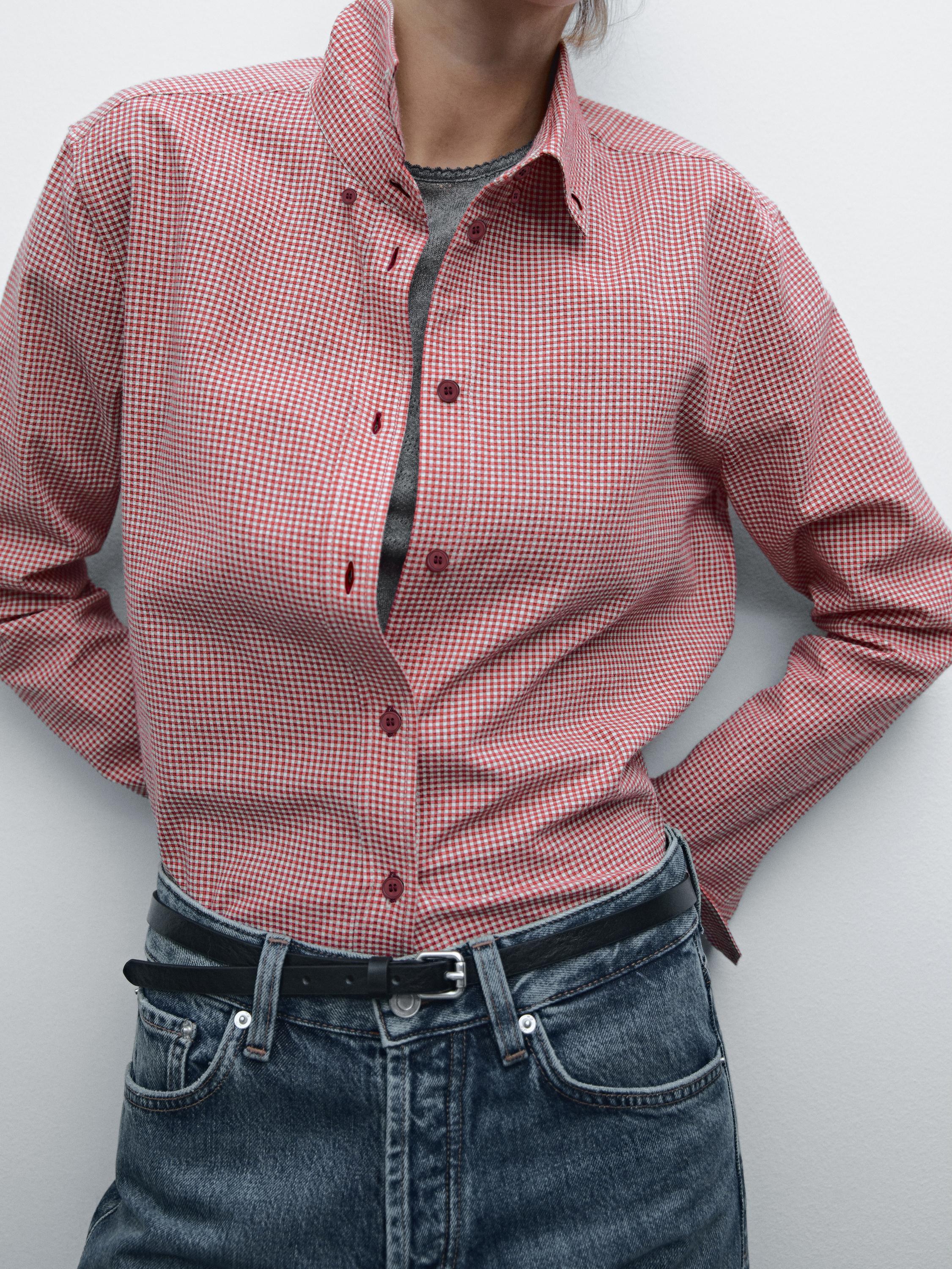 Cotton blend check shirt