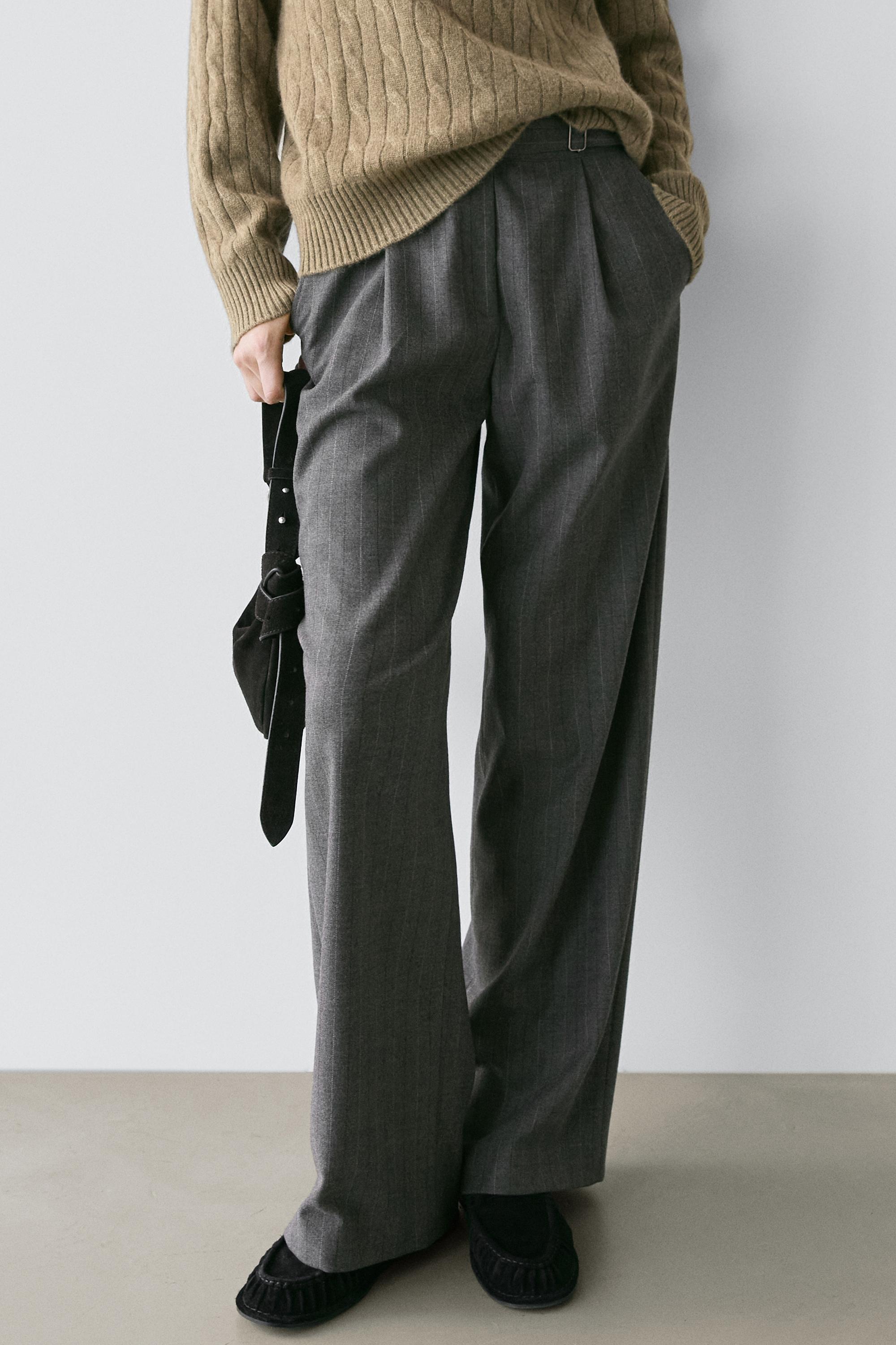 Darted pinstripe trousers — CHARCOAL