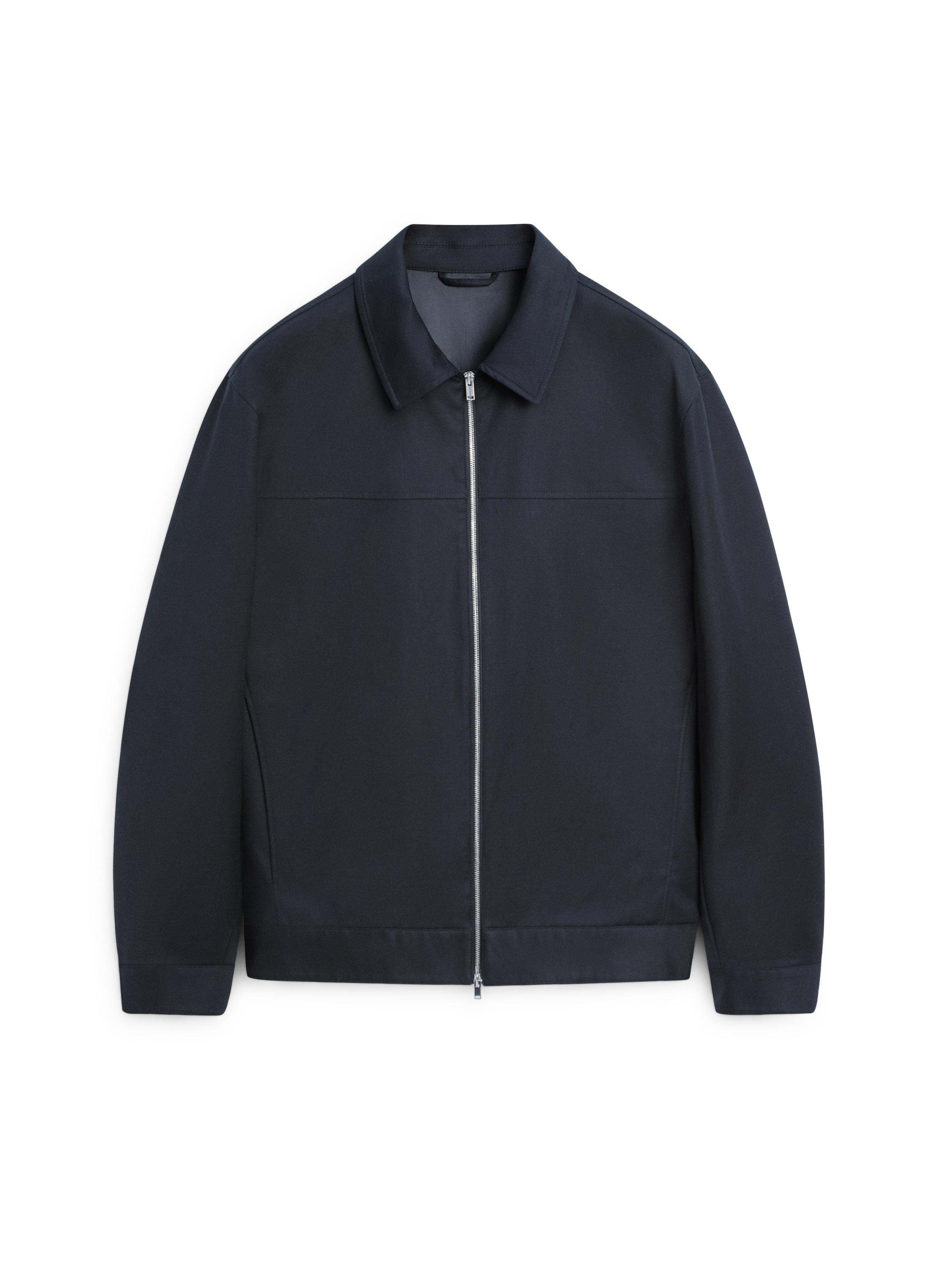 Cotton blend jacket — NAVY BLUE