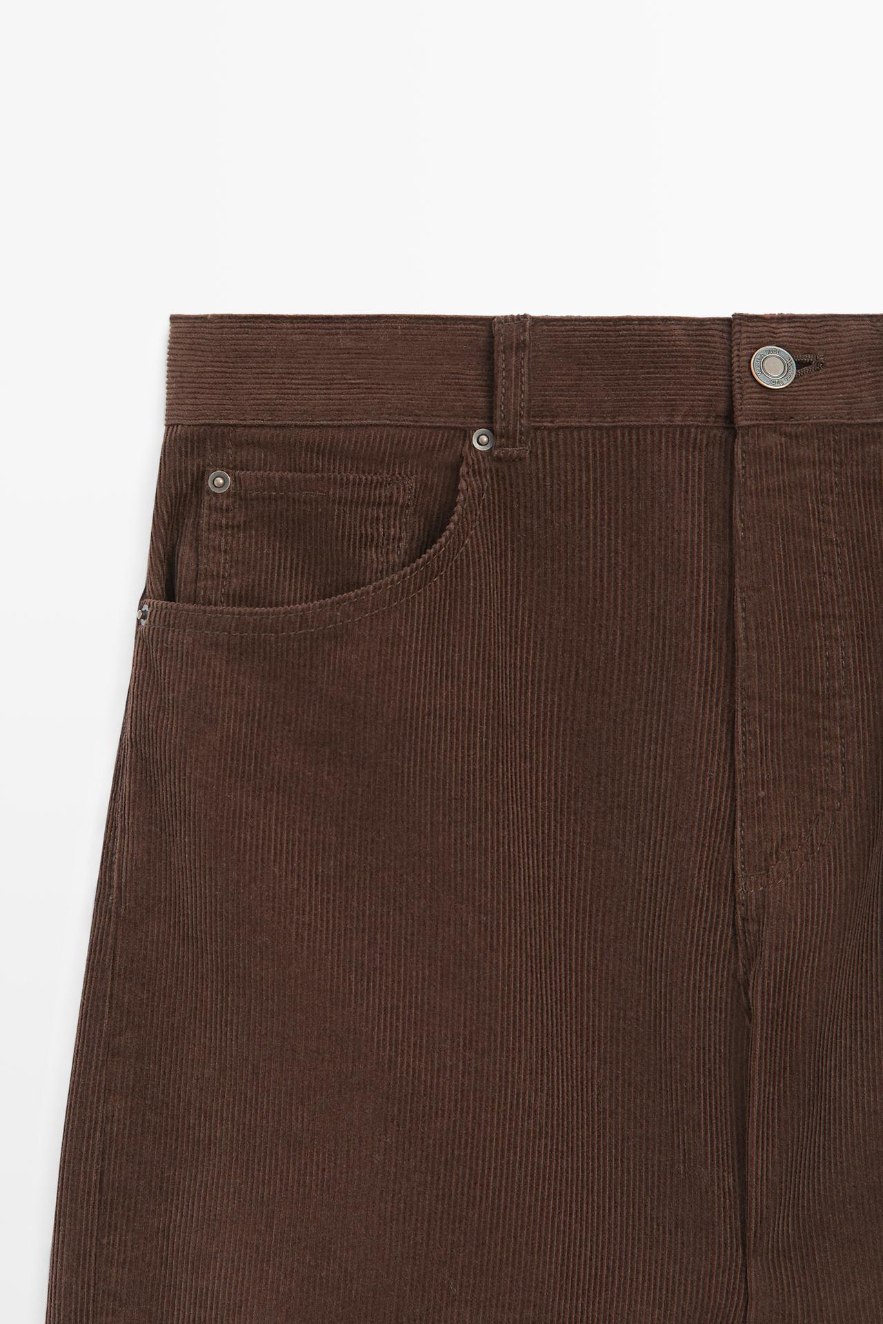 Micro-corduroy flare-fit pants — Chocolate