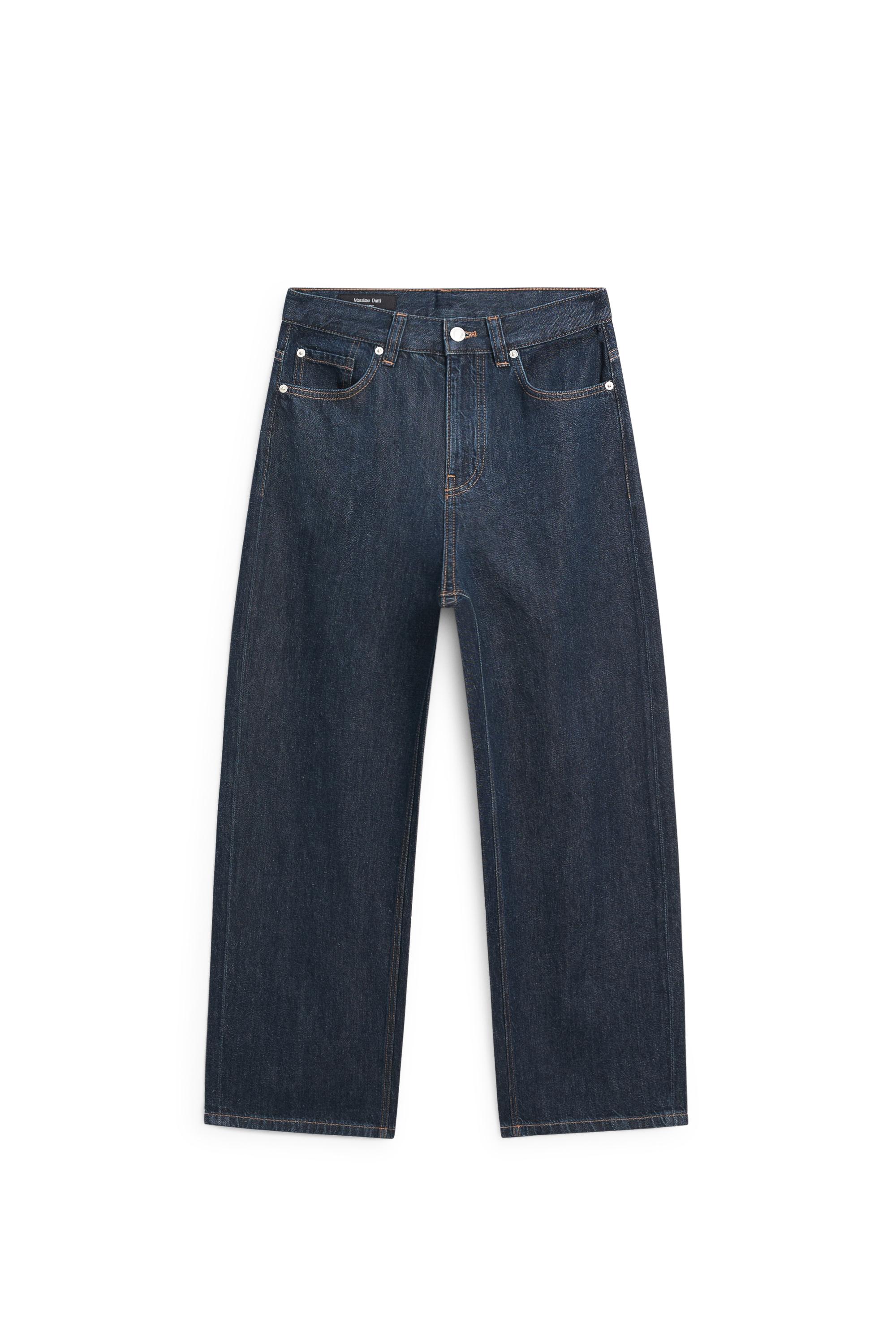 Mid-rise wide-leg cropped jeans — DARK BLUE