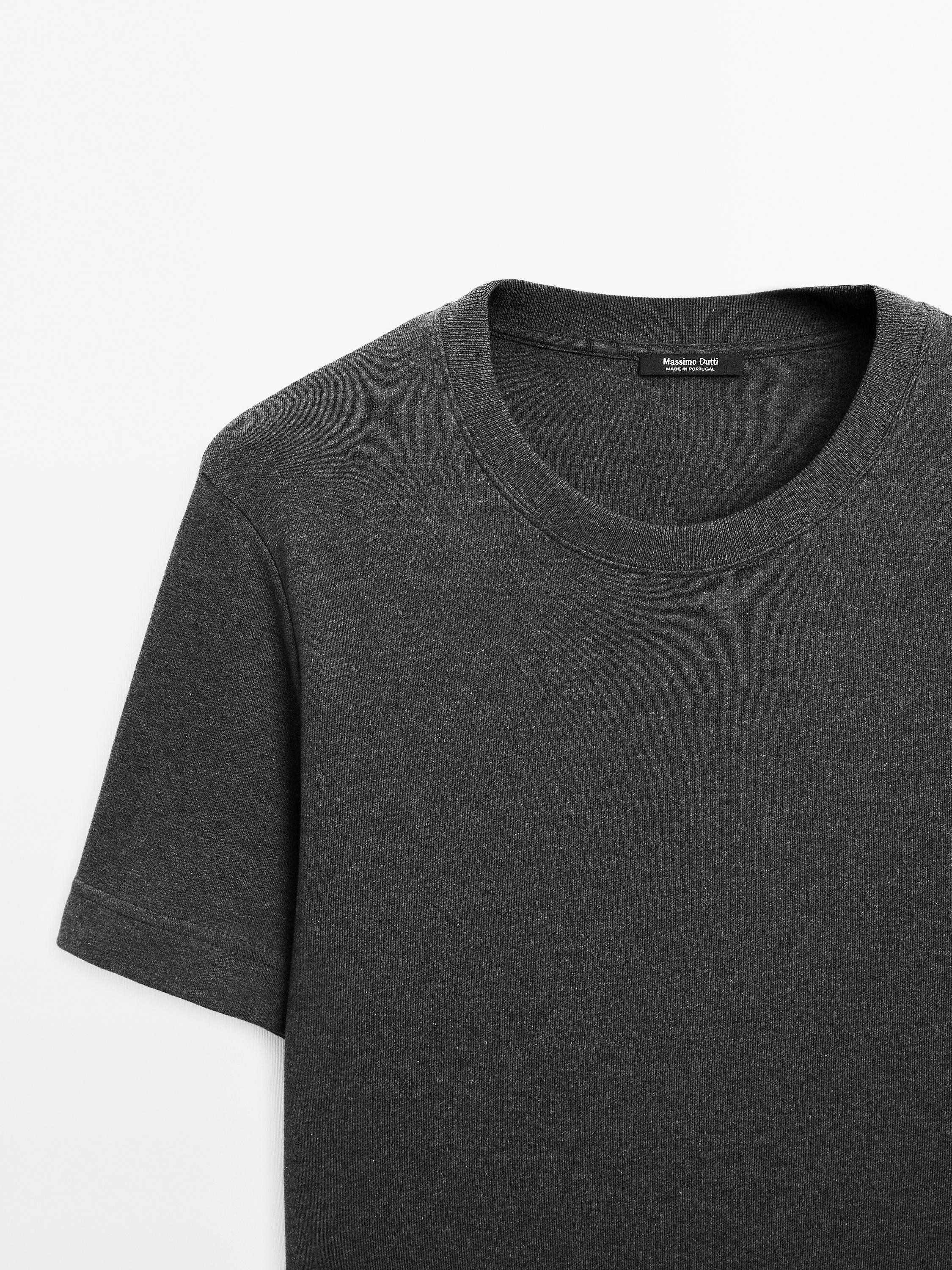 100% cotton interlock crew neck T-shirt — ANTHRACITE GREY