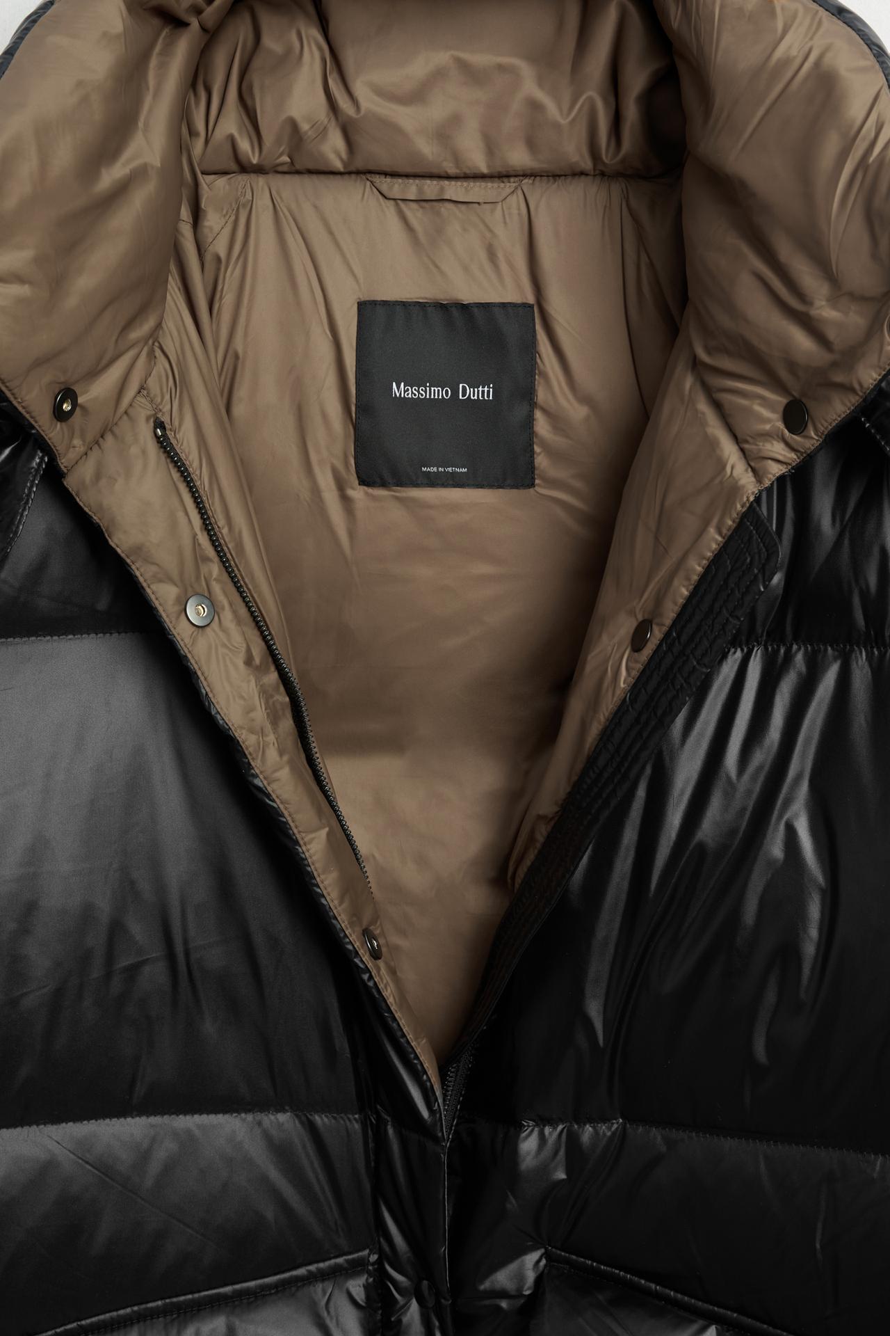 Down jacket with contrast interior — BLACK