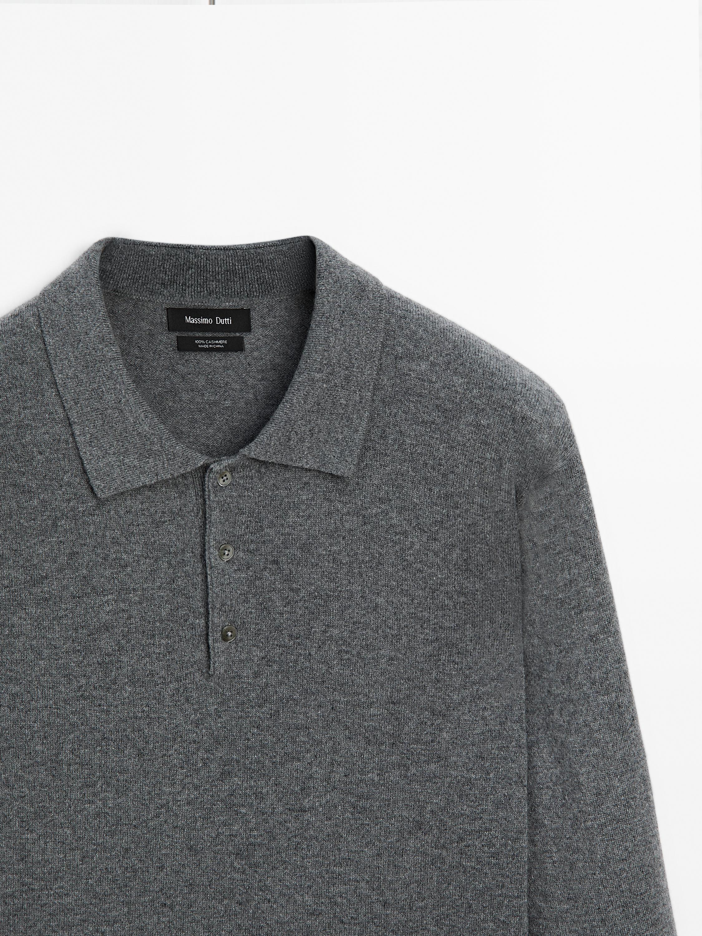 100% cashmere knit polo collar sweater