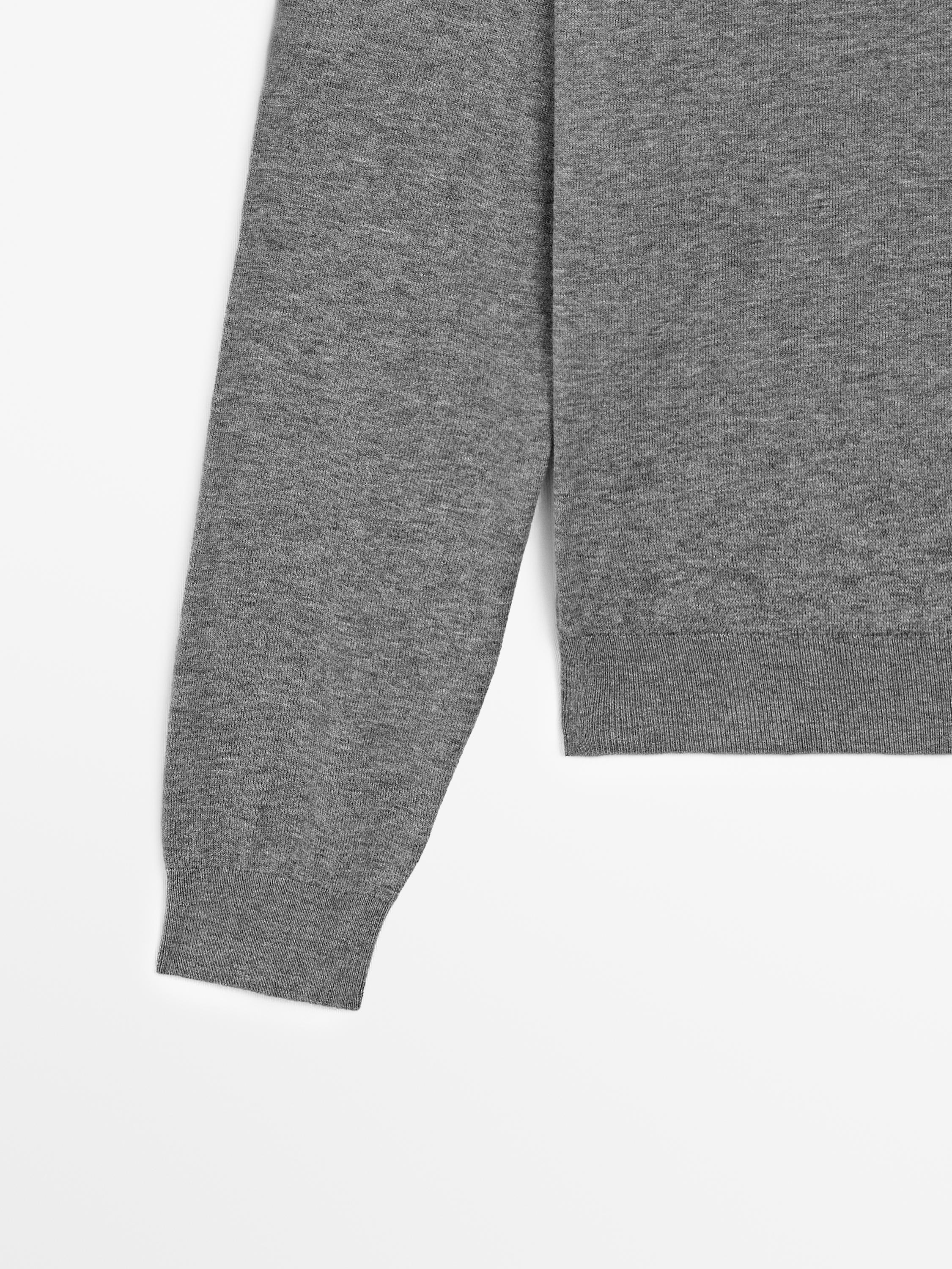 Cotton blend knit polo sweater