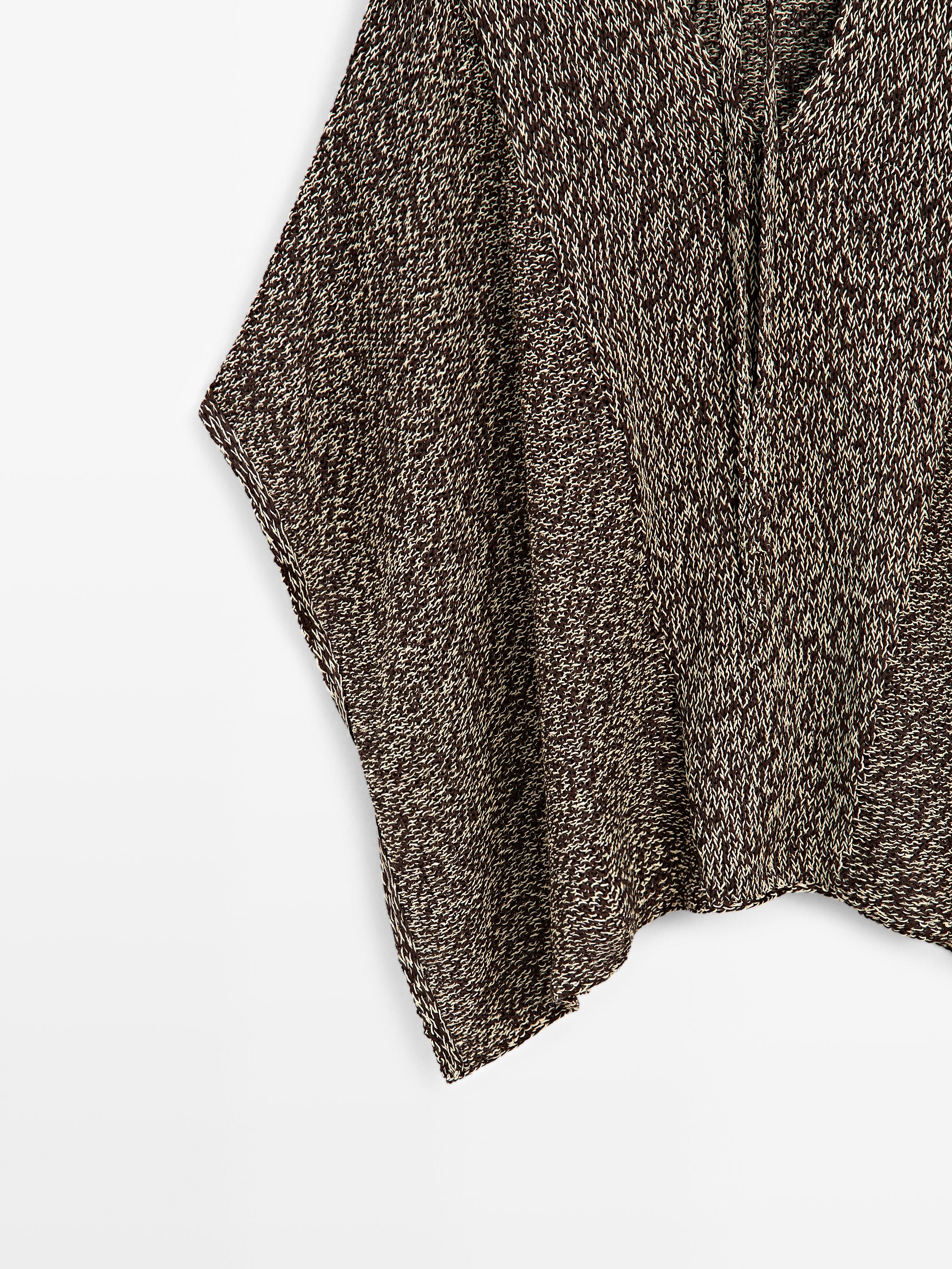 Cotton blend knit cape — BROWN (alternate view)