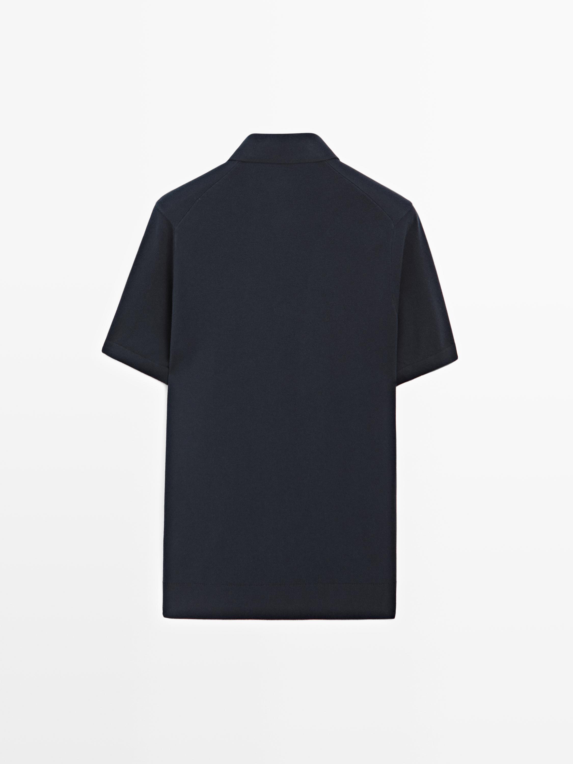Knit V-neck polo shirt