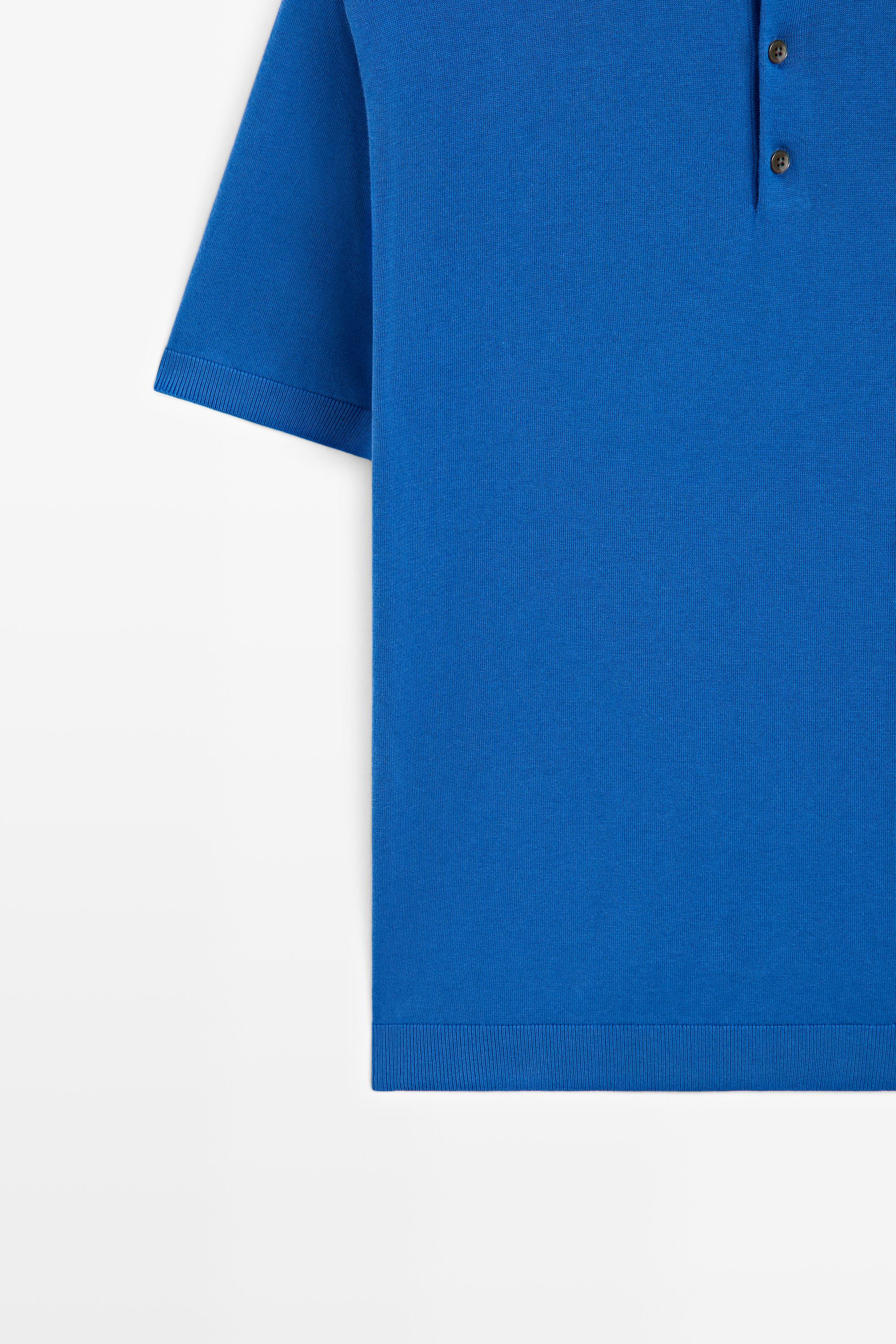 100% Cotton Knit Polo Shirt — BLUE