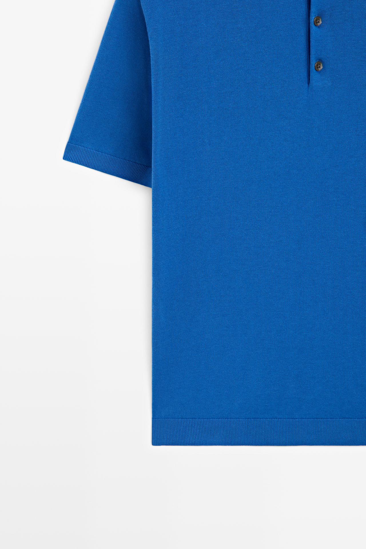100% Cotton Knit Polo Shirt — BLUE