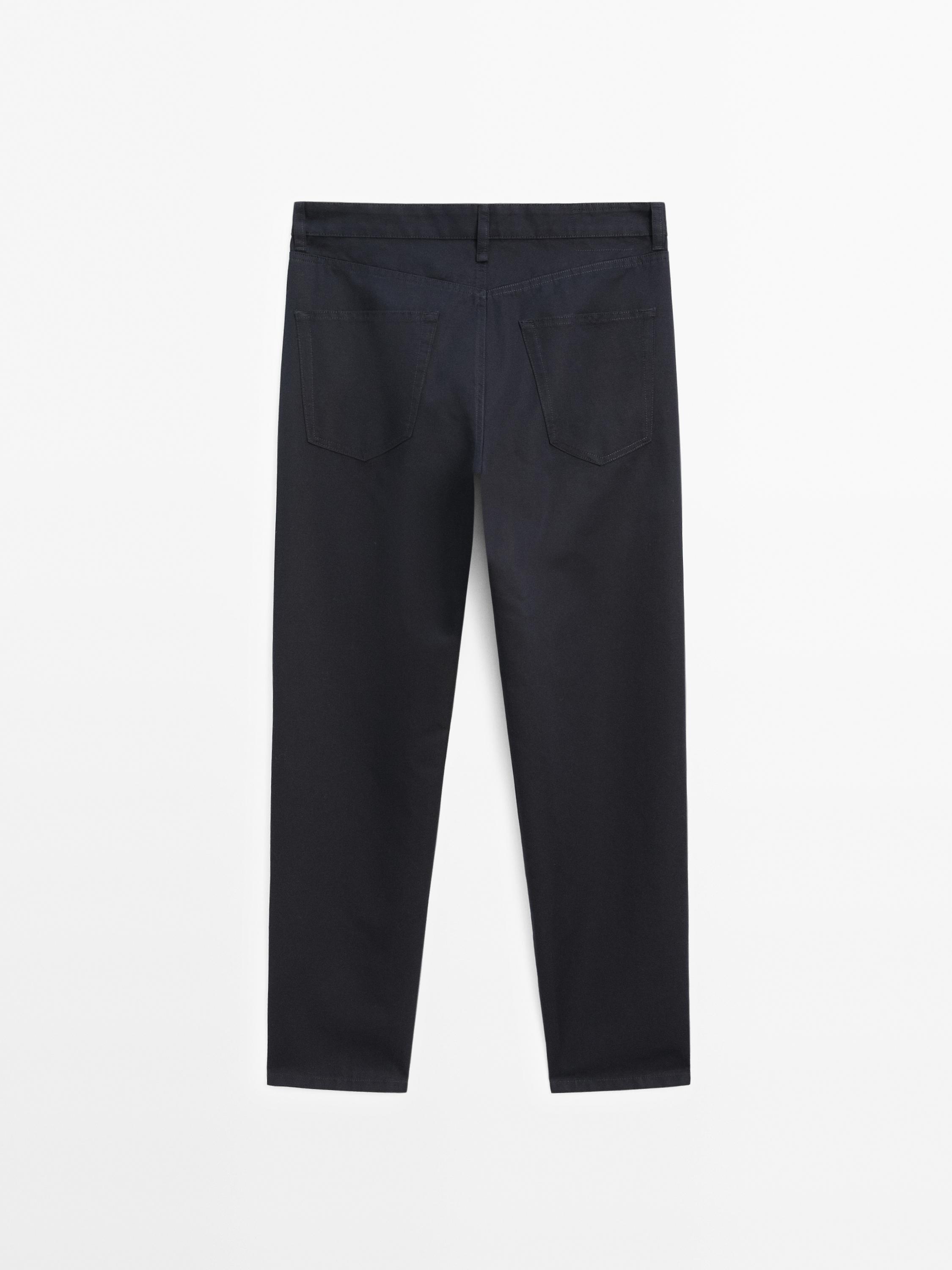Cotton blend tapered fit trousers