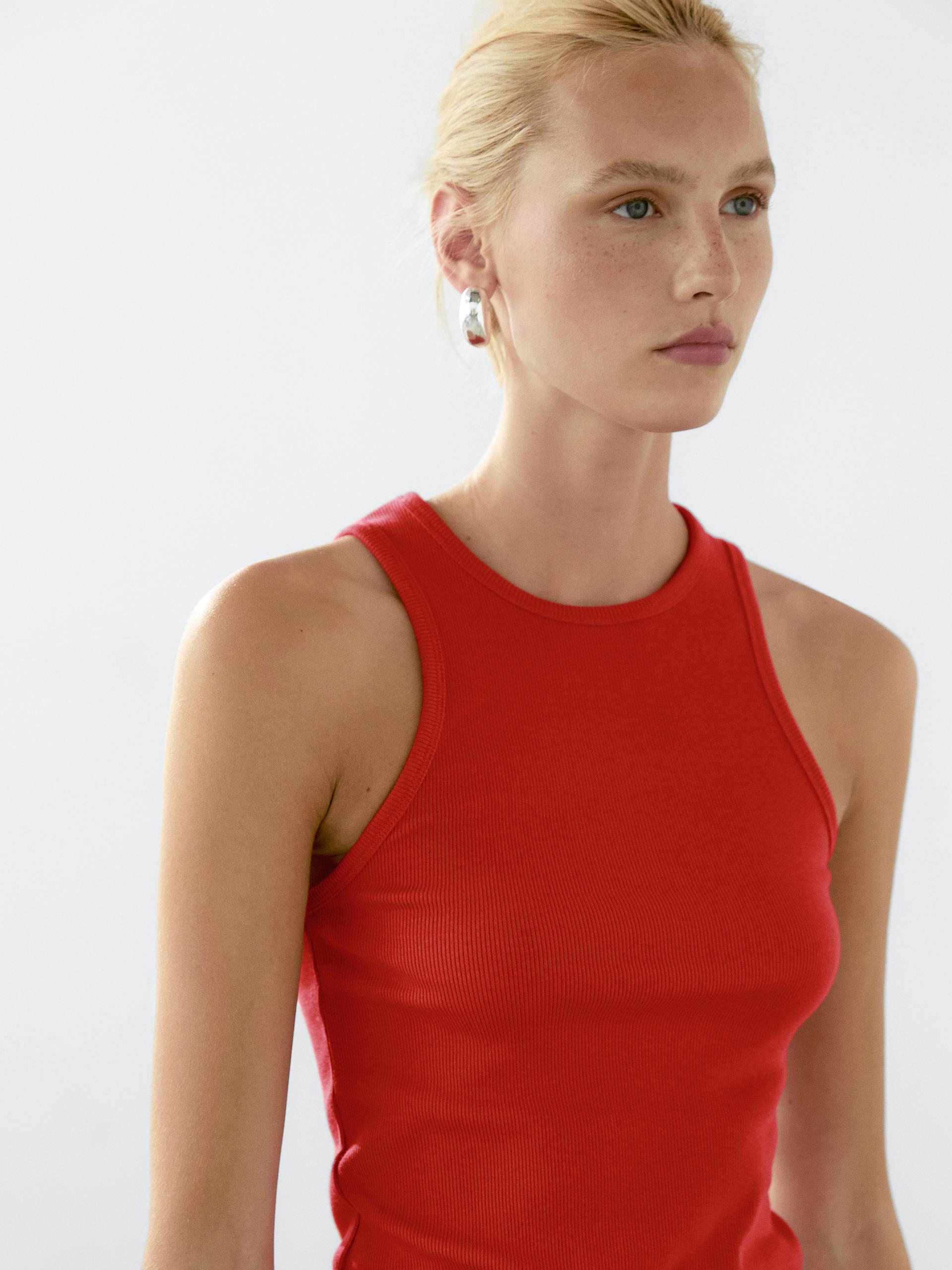 Halter Neck Top - Rosso - Xs - Massimo Dutti - Femminile
