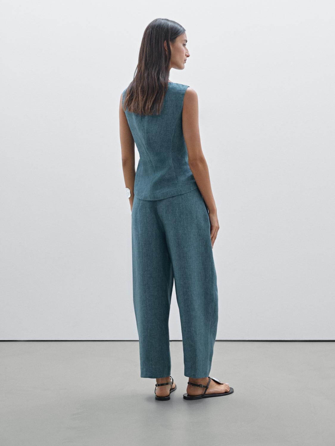 100% linen barrel fit trousers