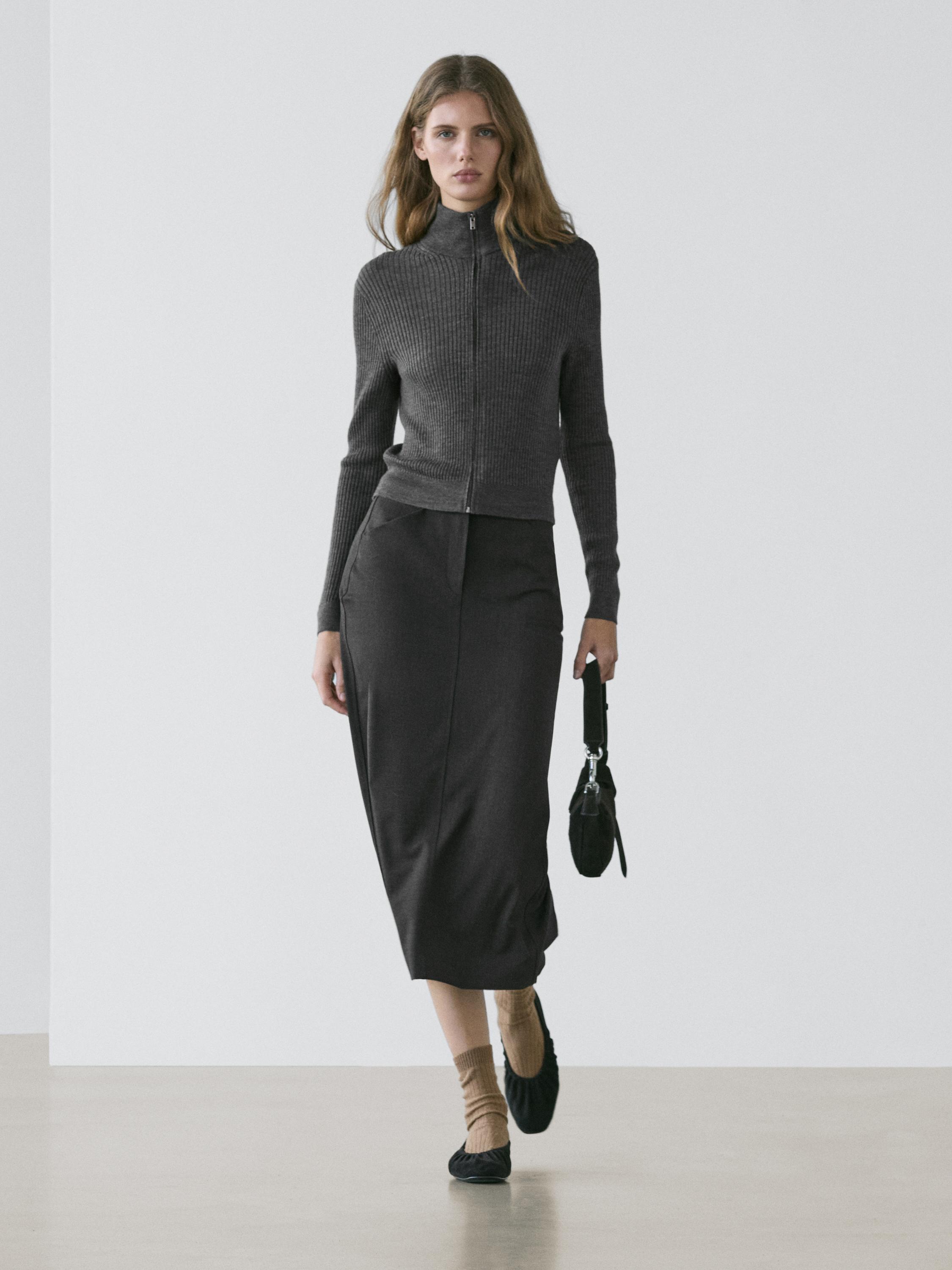 100% wool zip-up cardigan