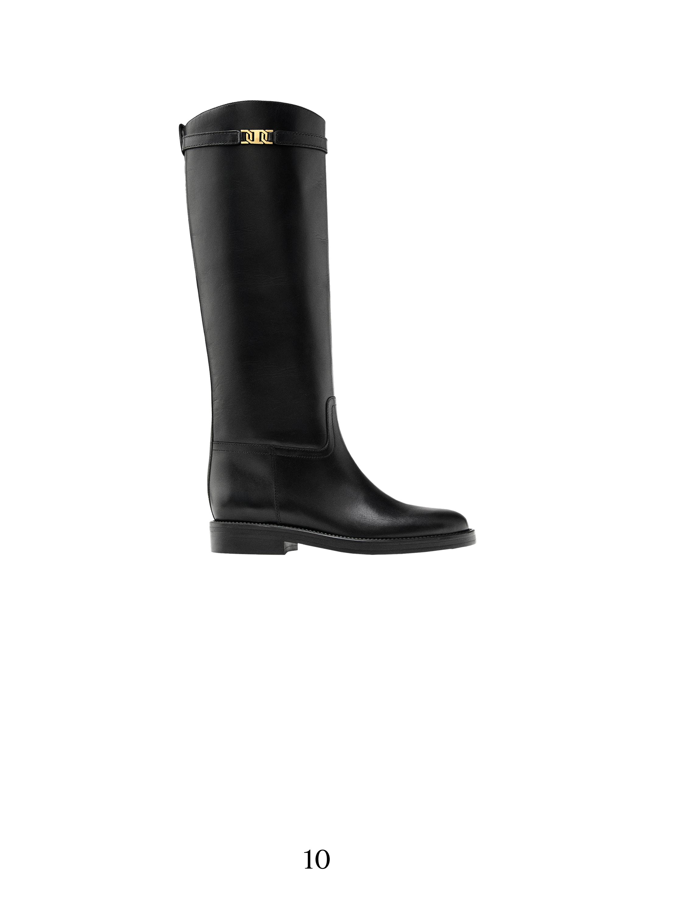 Leather riding boots — BLACK