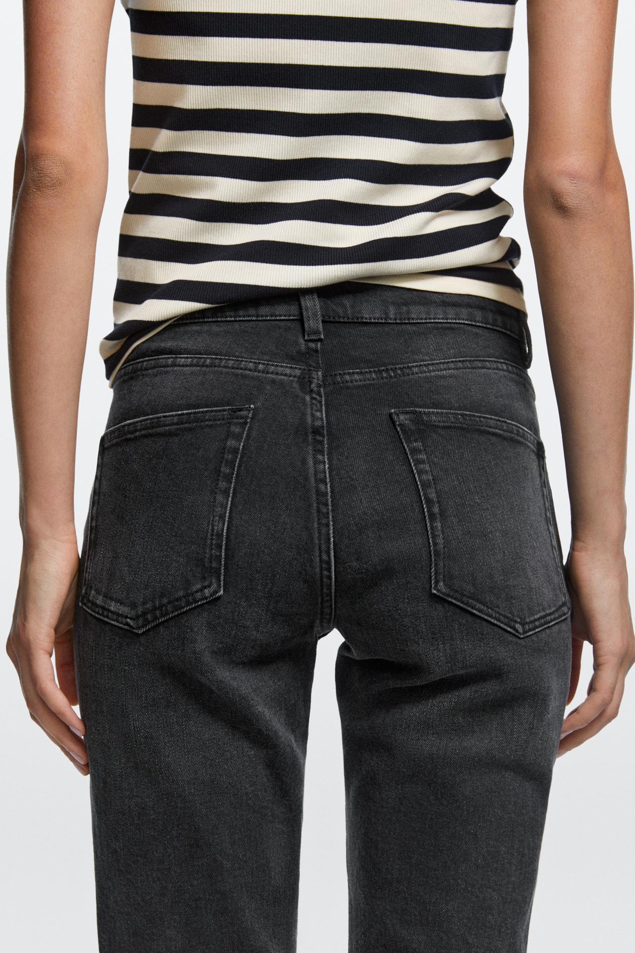 Mid-waist slim fit cropped jeans — BLACK