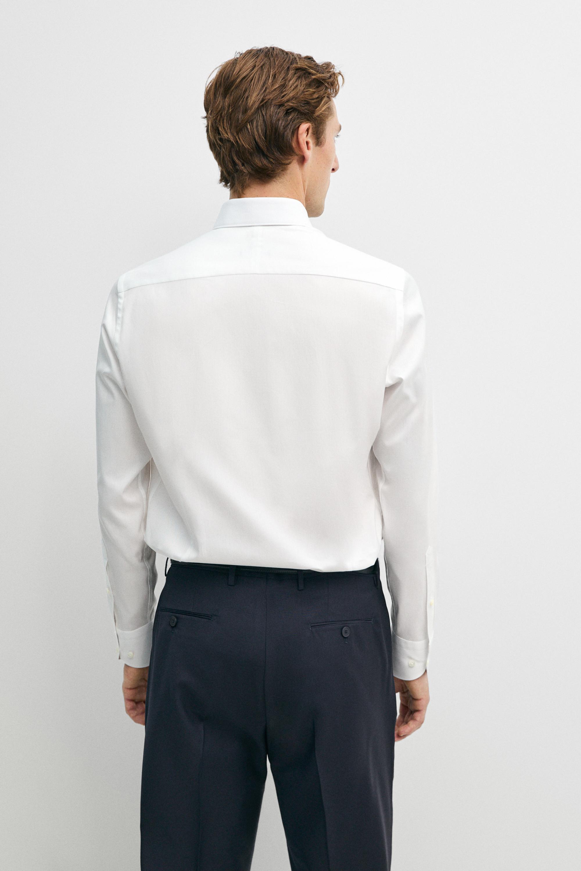 Slim fit 100% cotton shirt — WHITE