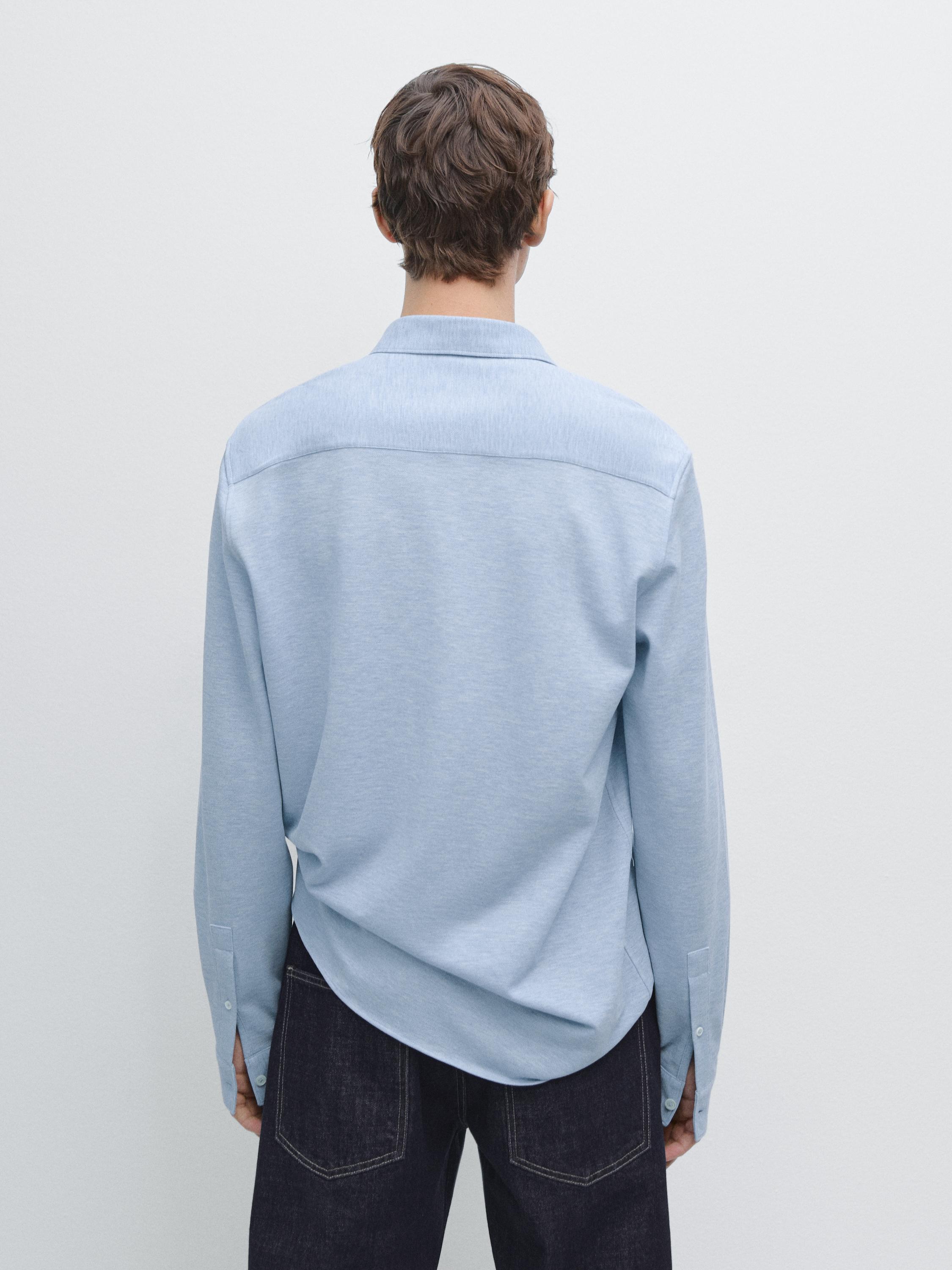Regular fit melange shirt — SKY BLUE