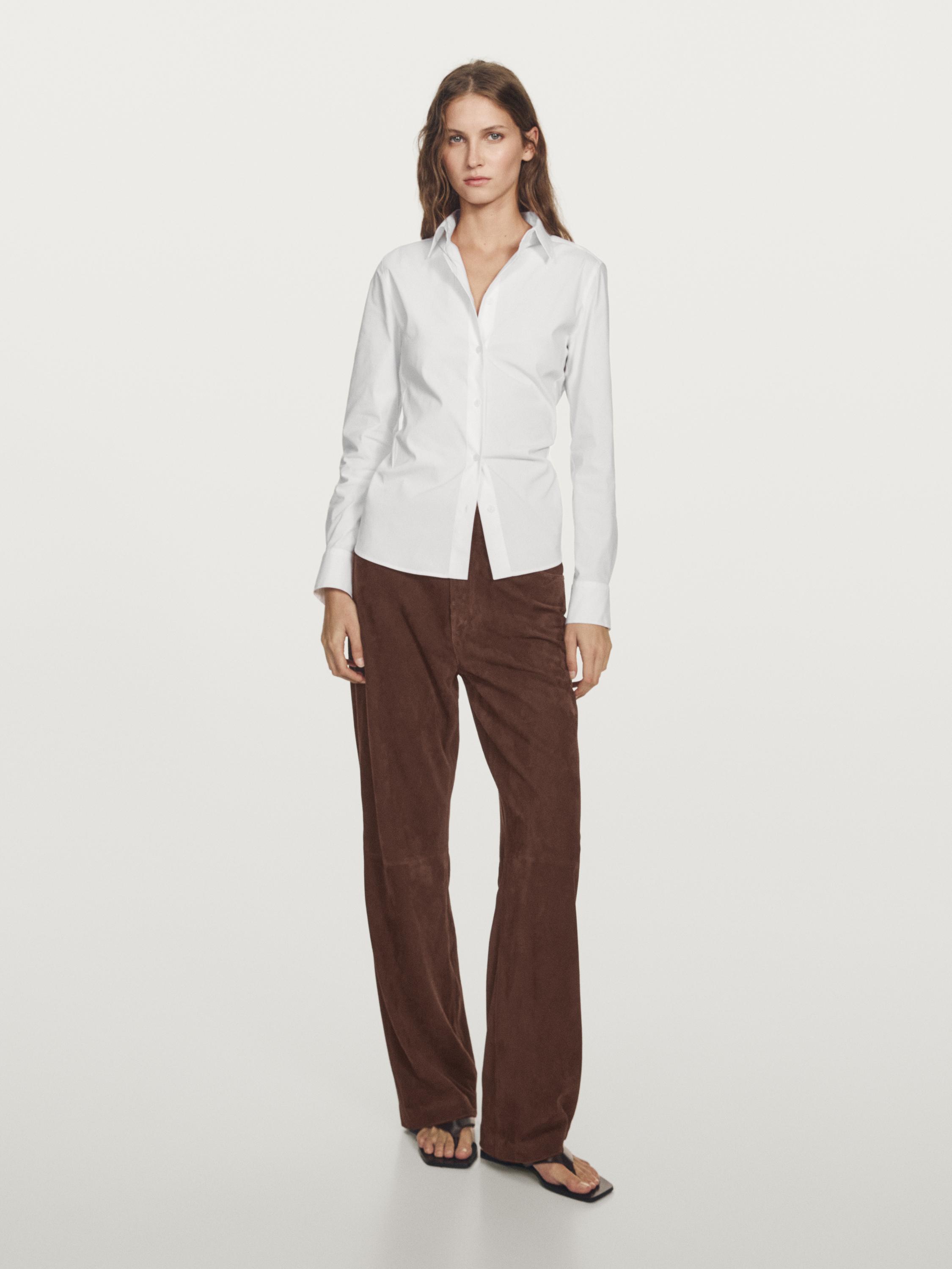 Cotton blend stretch shirt — WHITE