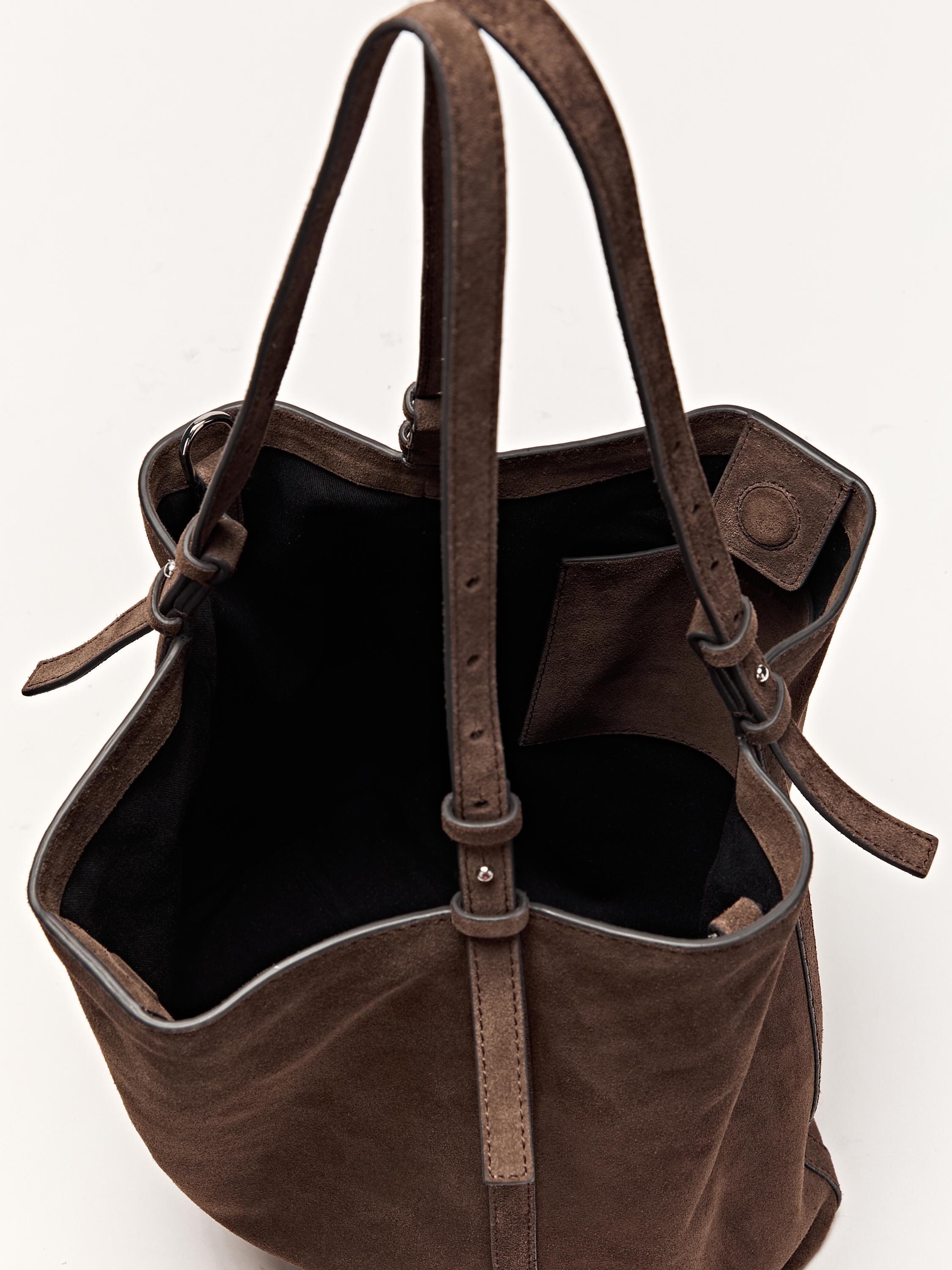 Split suede leather tote bag — MINK