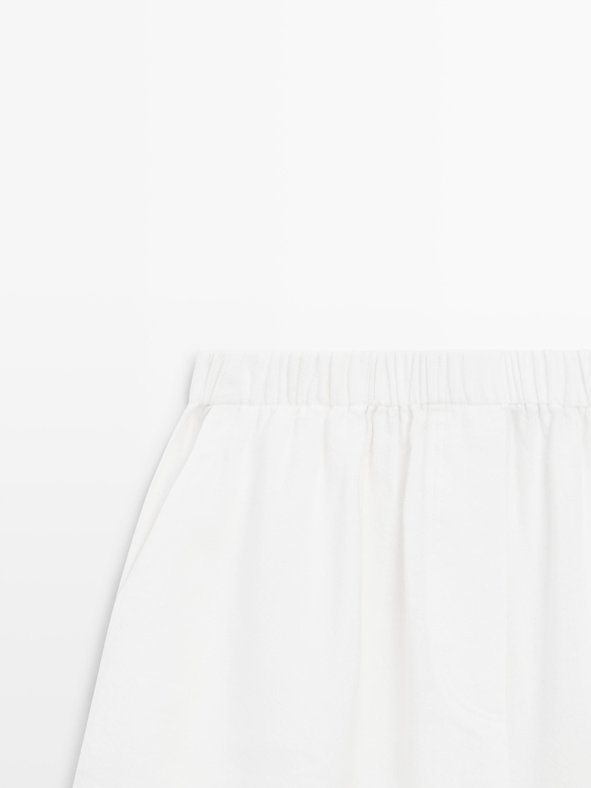 Linen blend total look short Bermuda shorts — Off white