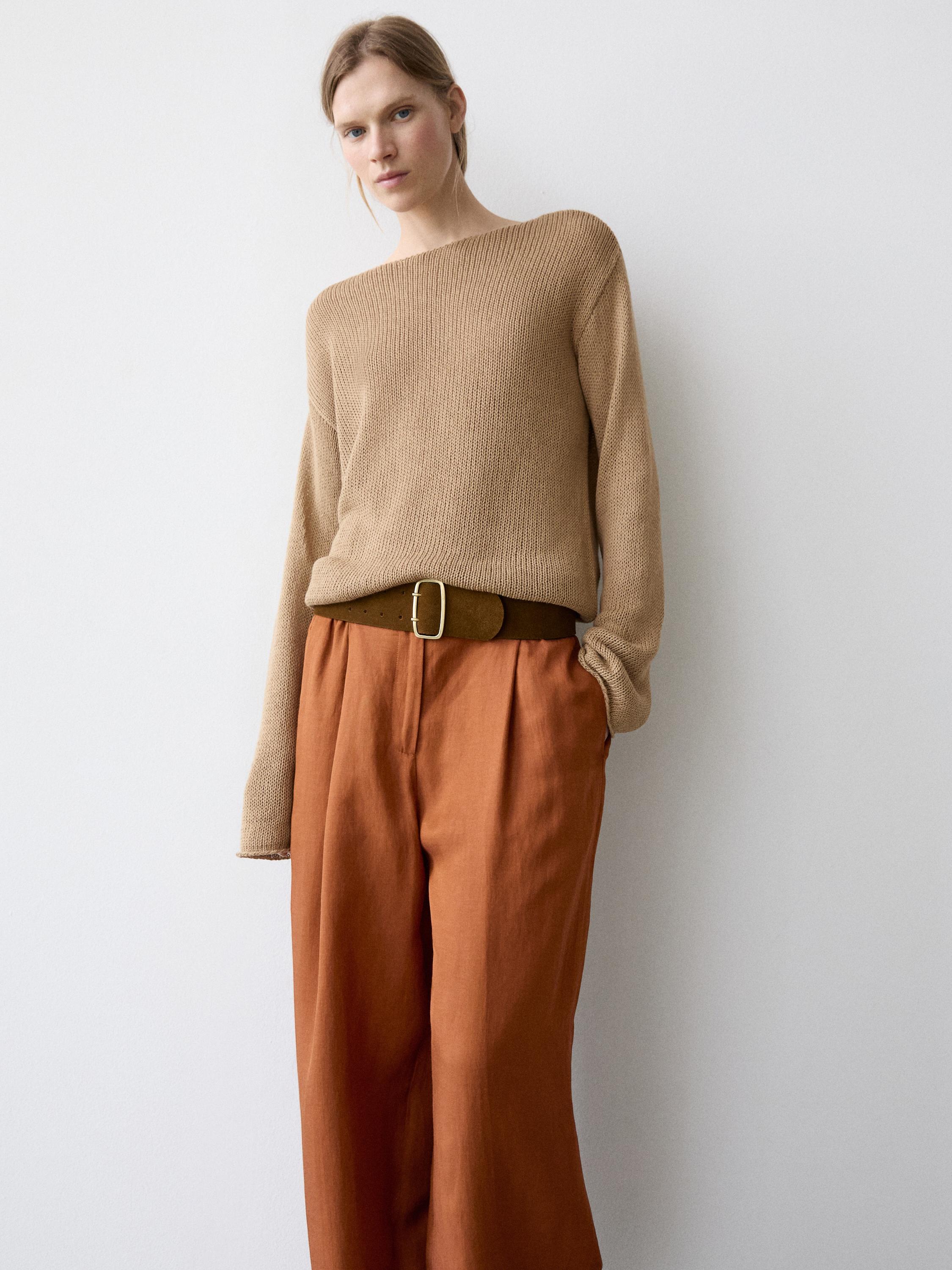 Flowing trousers with tie detail — ORANGE