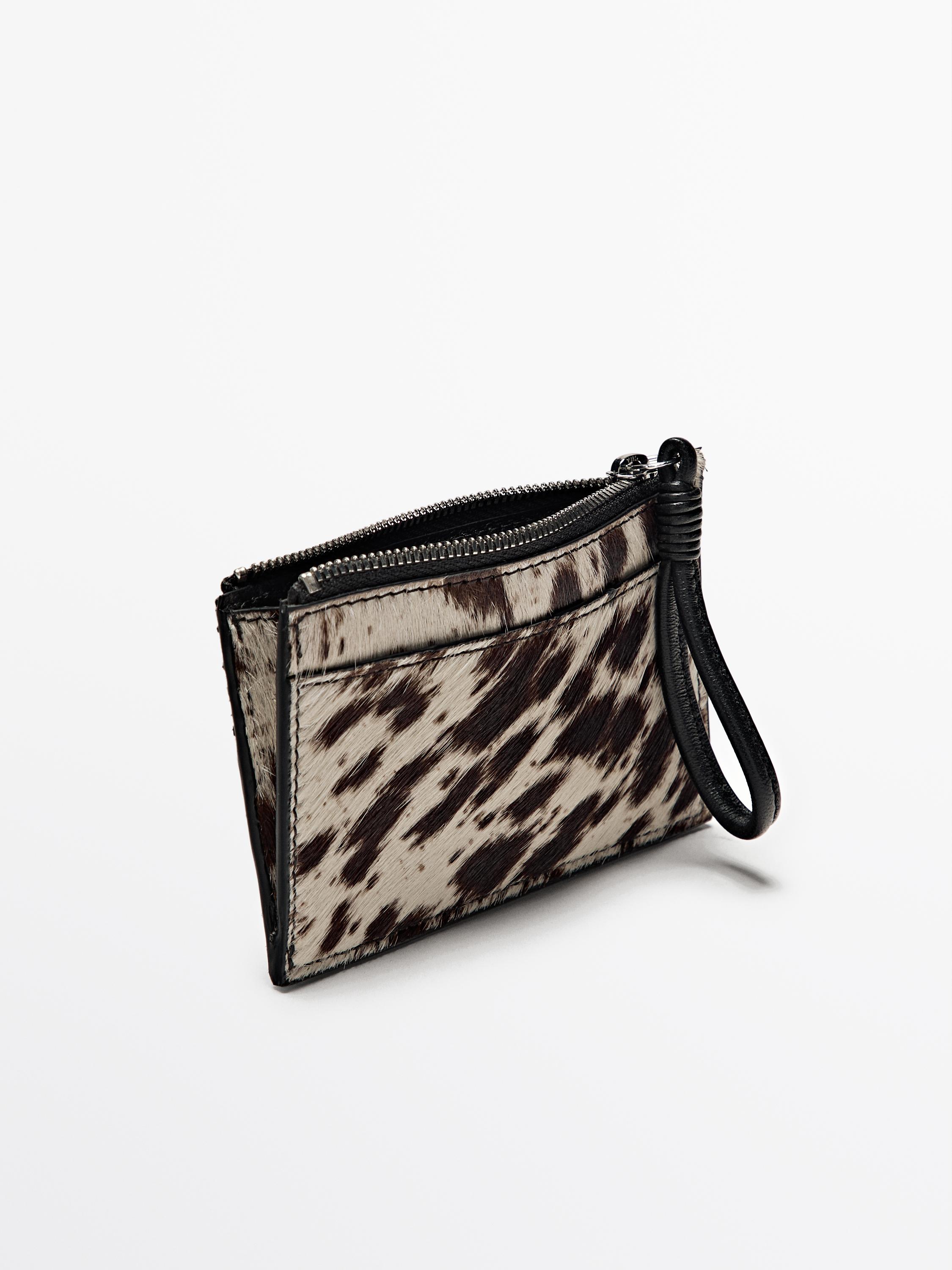 Small animal print leather wallet