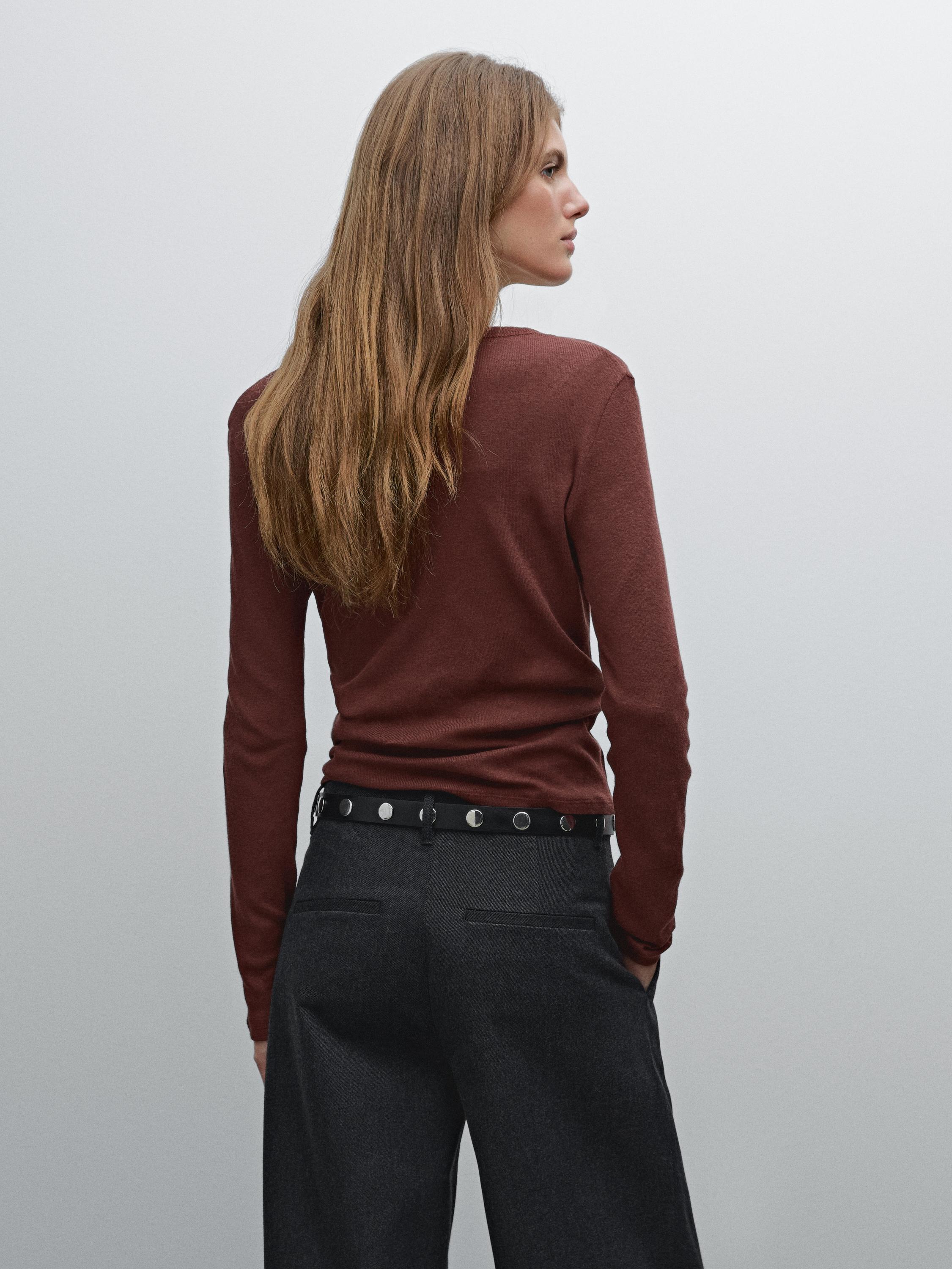 Cotton blend henley T-shirt