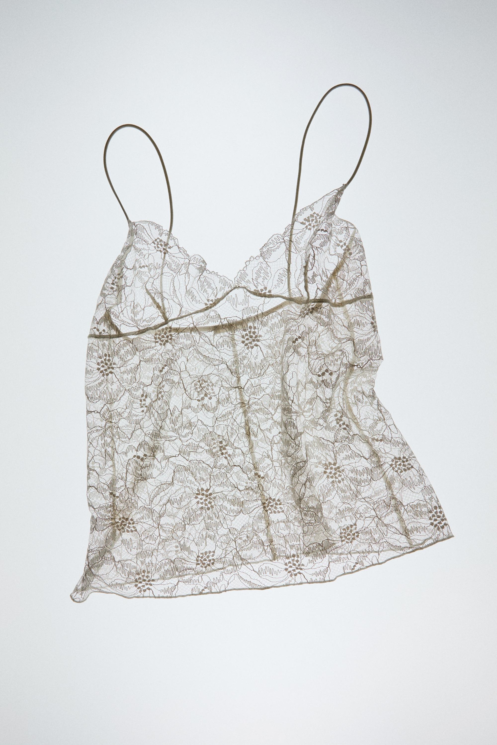 Strappy floral lace top — CREAM