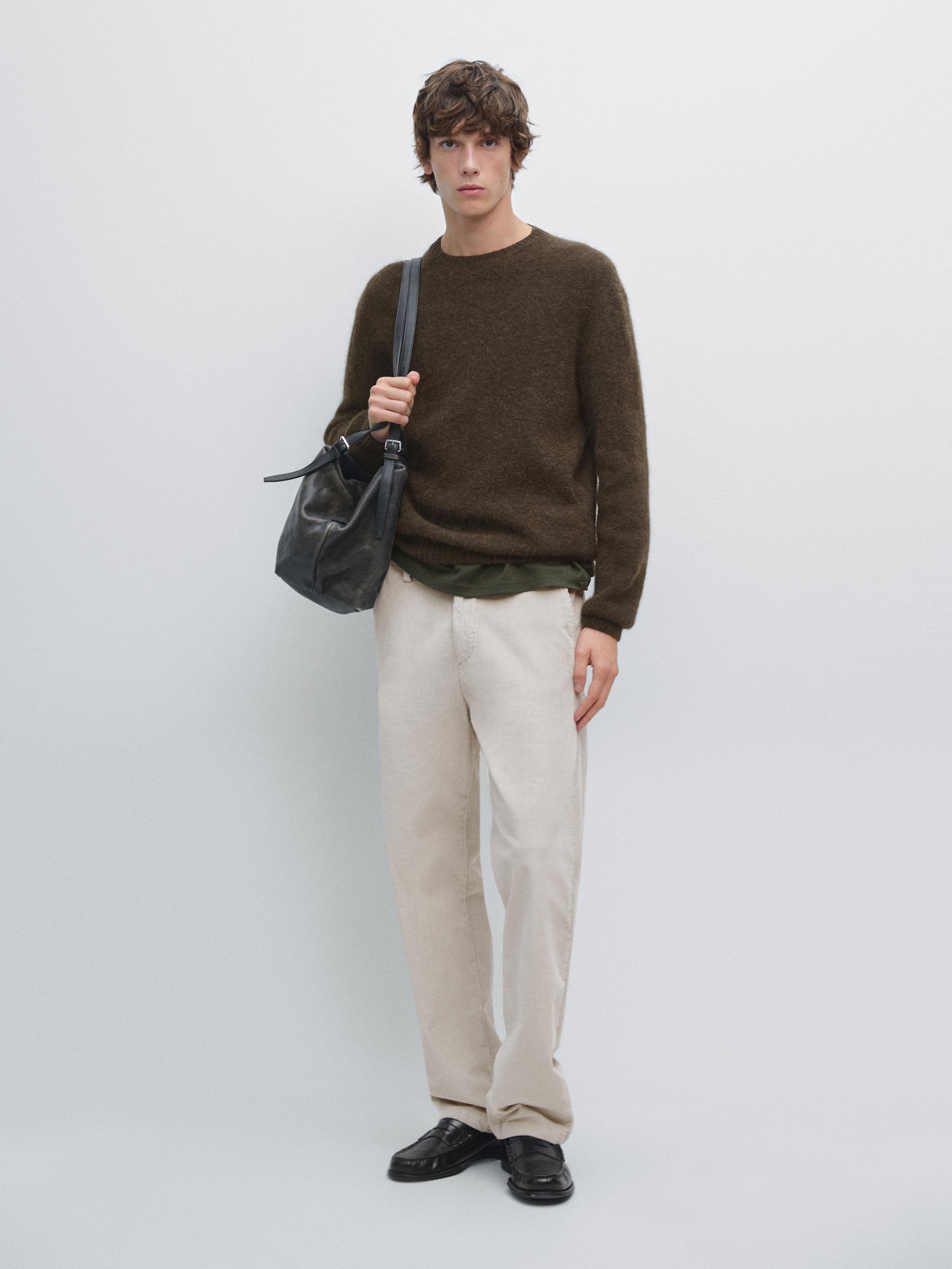 Pantalon relaxed fit effet jean en velours côtelé