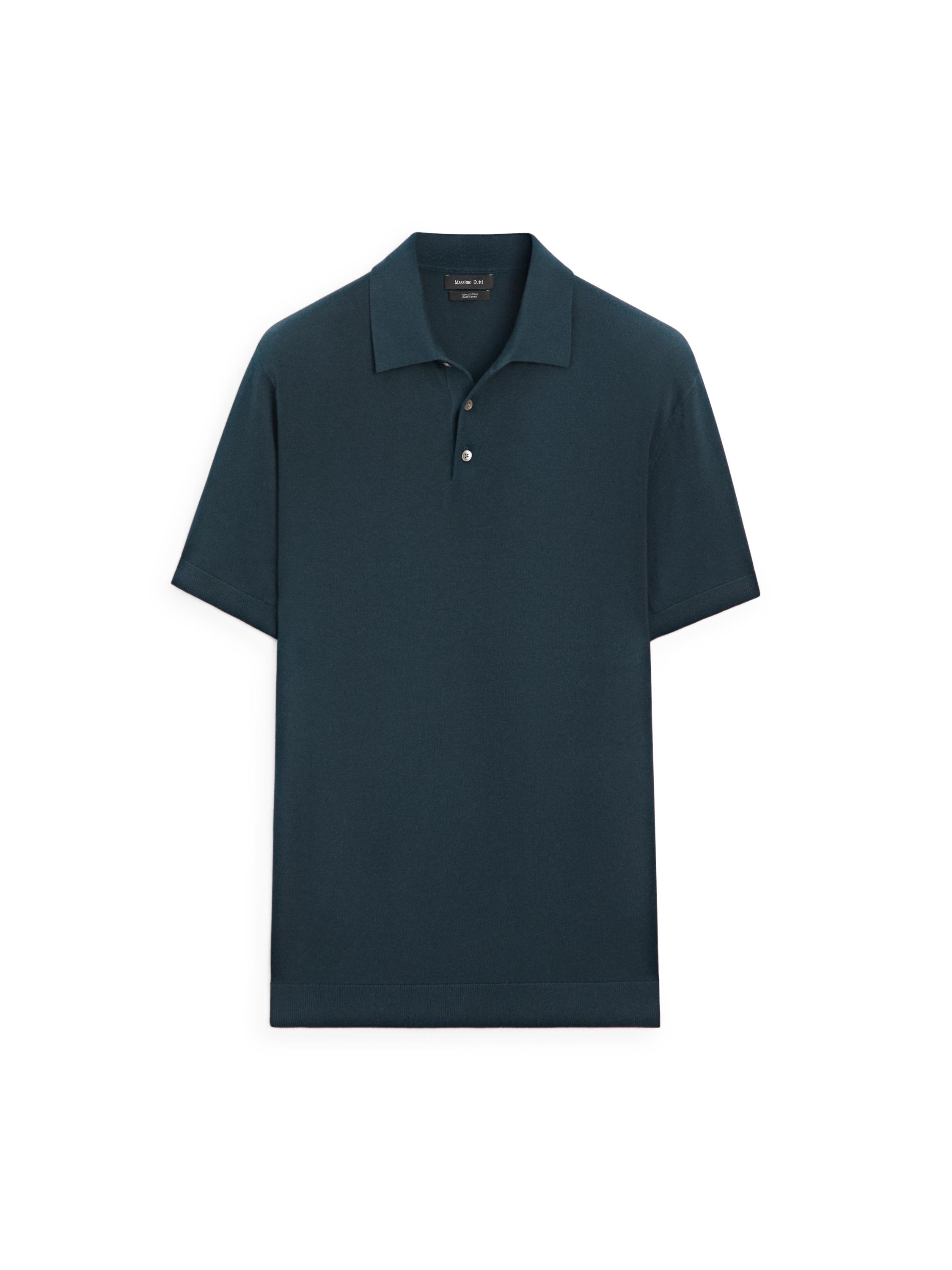 100% cotton knit polo shirt — BLUE
