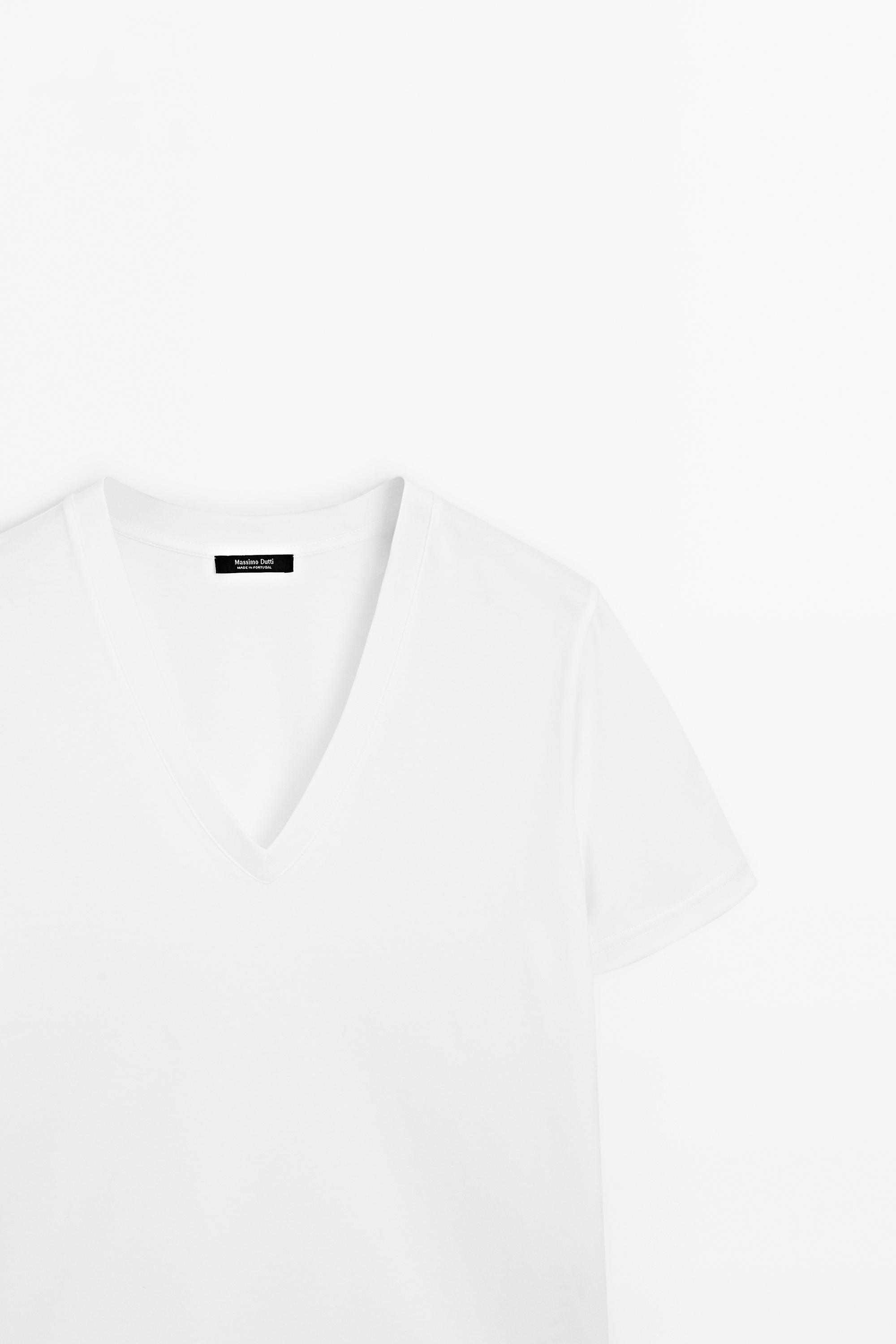 100% cotton interlock V-neck T-shirt - thumbnail 6