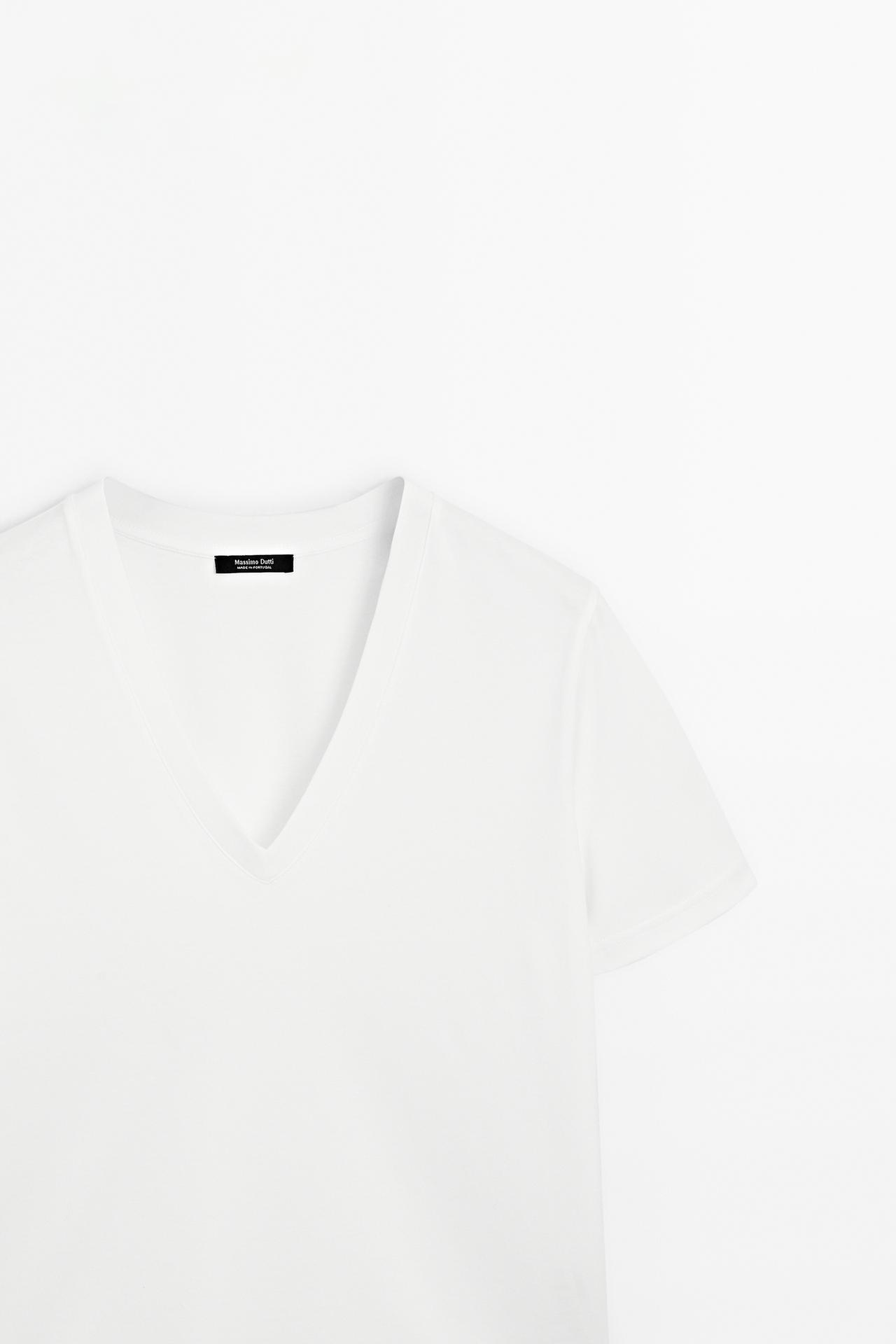 100% cotton interlock V-neck T-shirt — WHITE