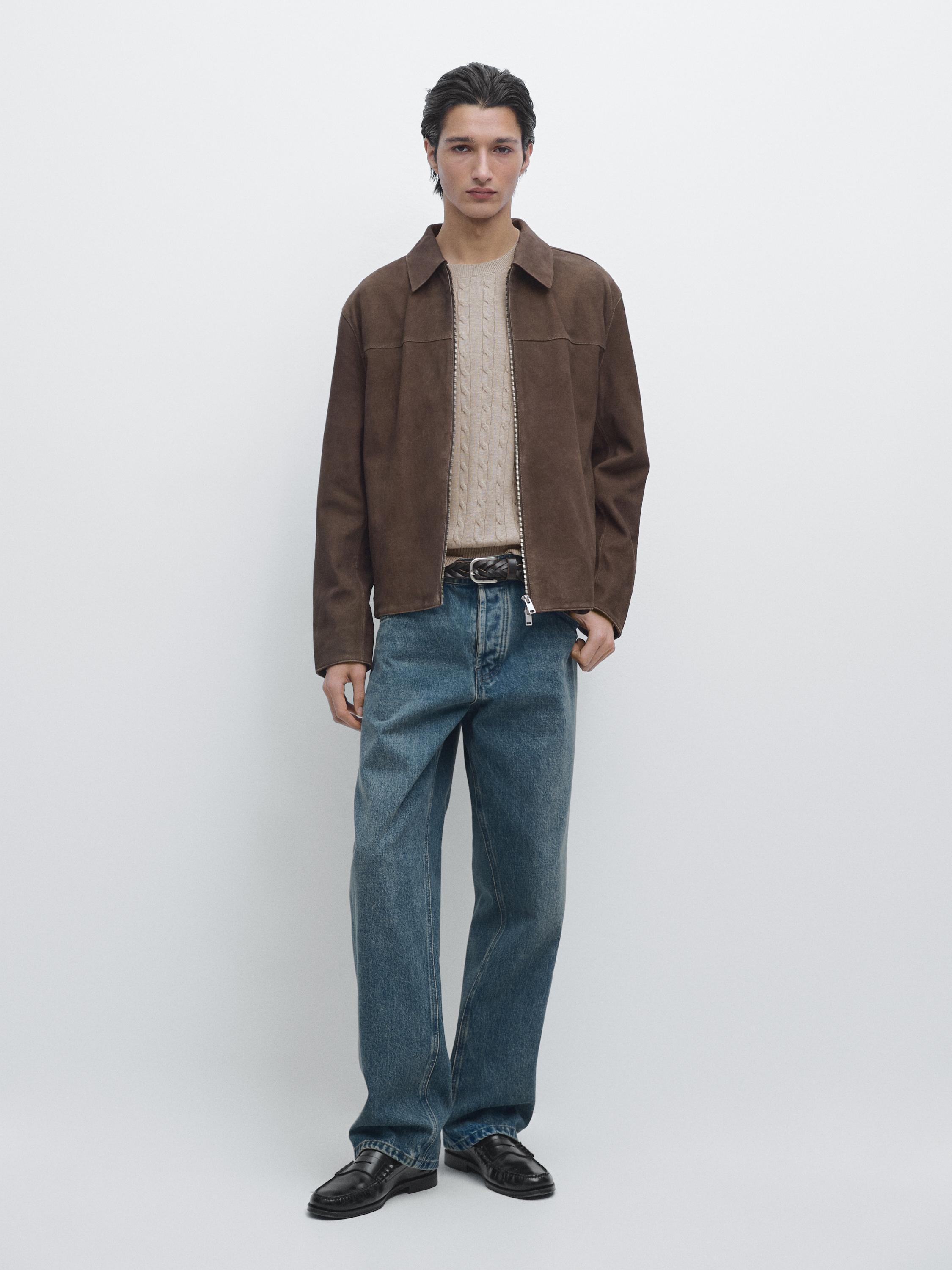 Suede leather jacket — MOLE BROWN