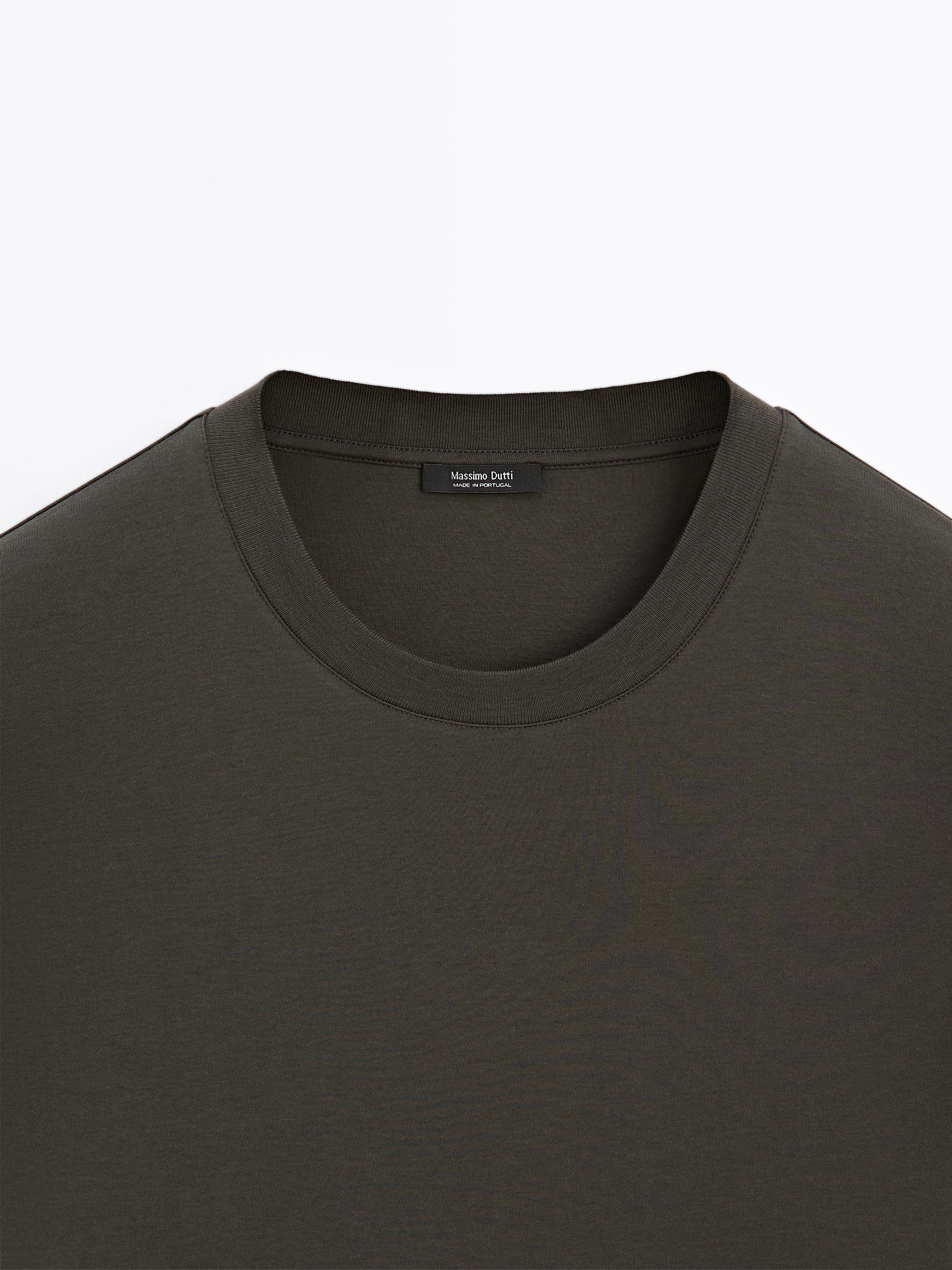 Long sleeve medium weight cotton T-shirt — KHAKI