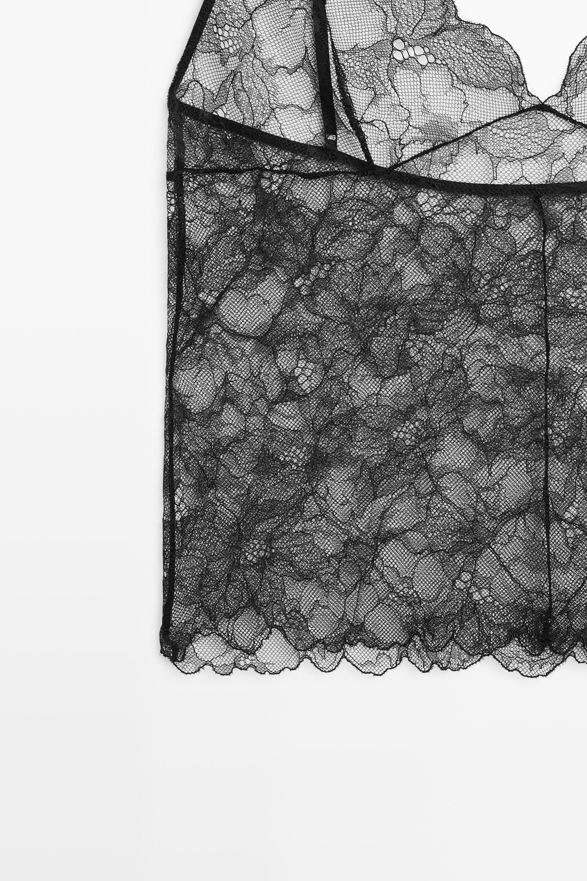 Transparent lace camisole top — BLACK