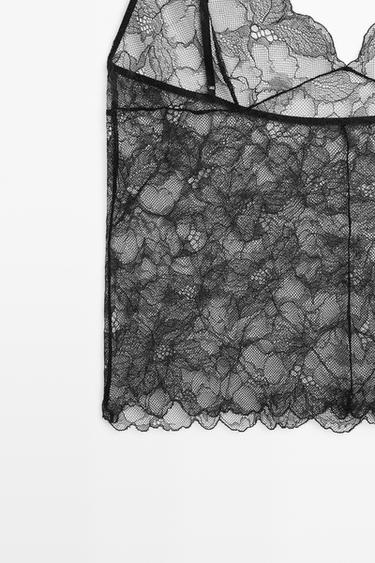 Transparent lace camisole top — BLACK 9