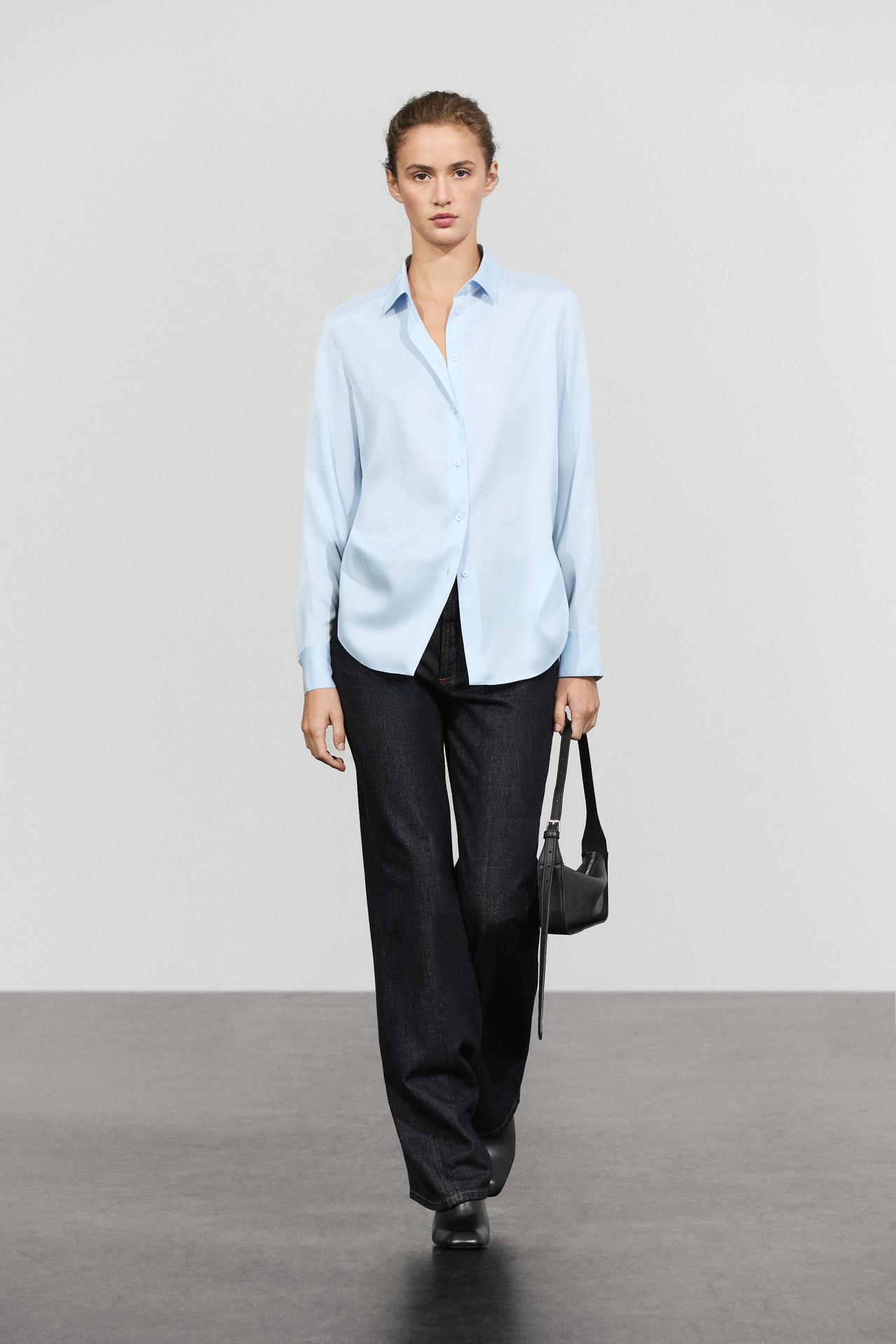 Fluid lyocell shirt — SKY BLUE