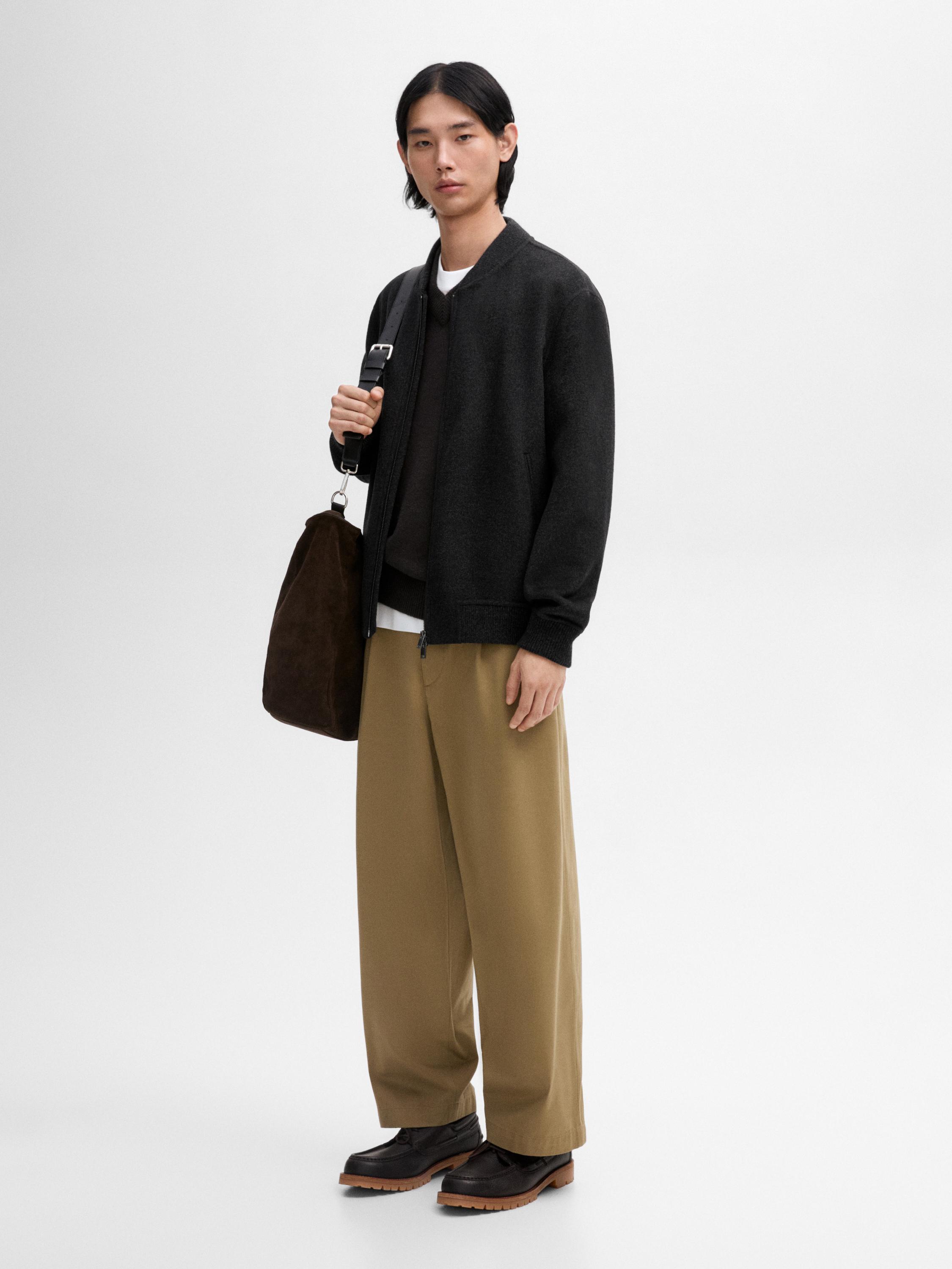 Wide-leg twill trousers