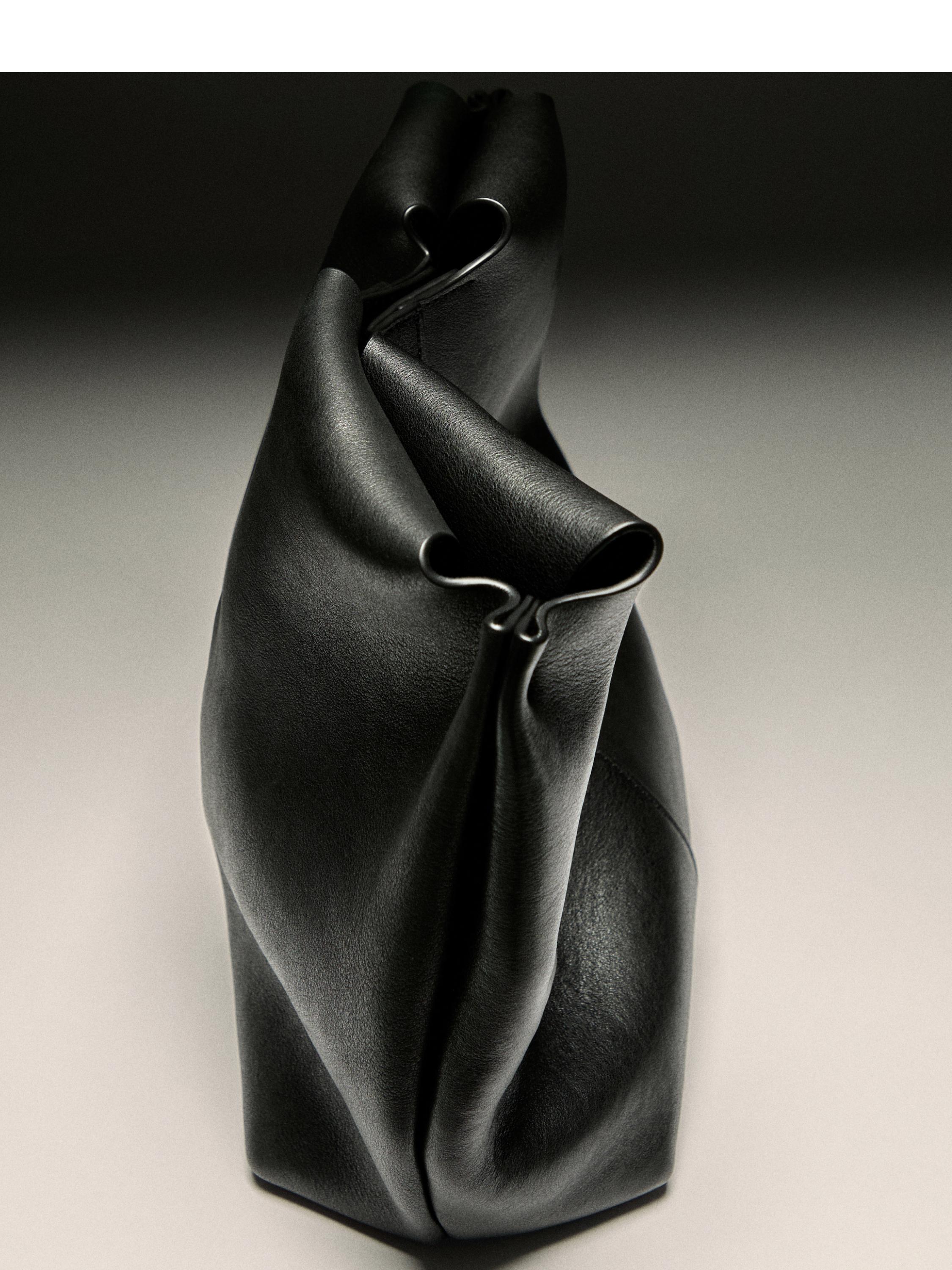 Nappa leather tote bag — BLACK