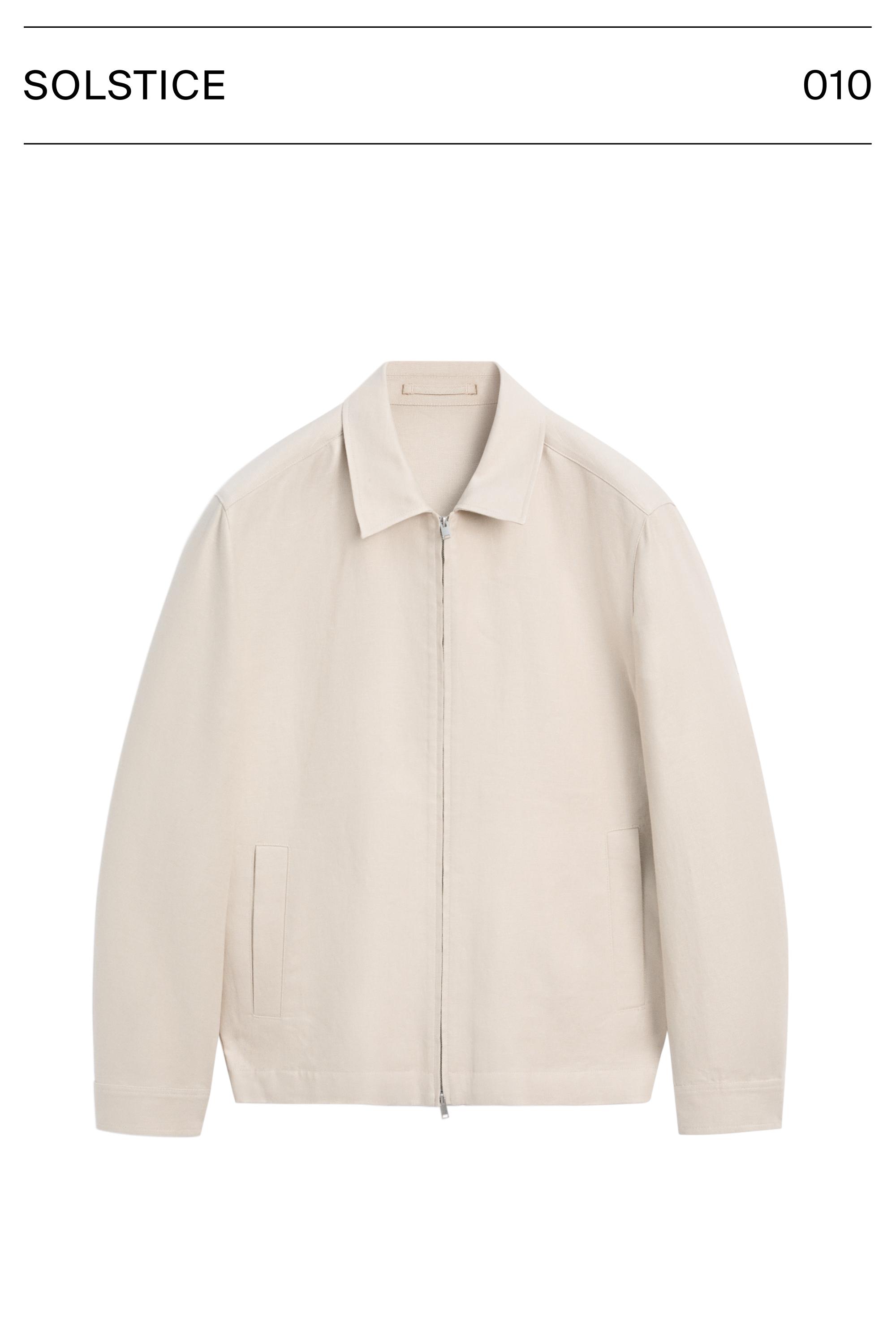 100% linen total look bomber jacket — BEIGE