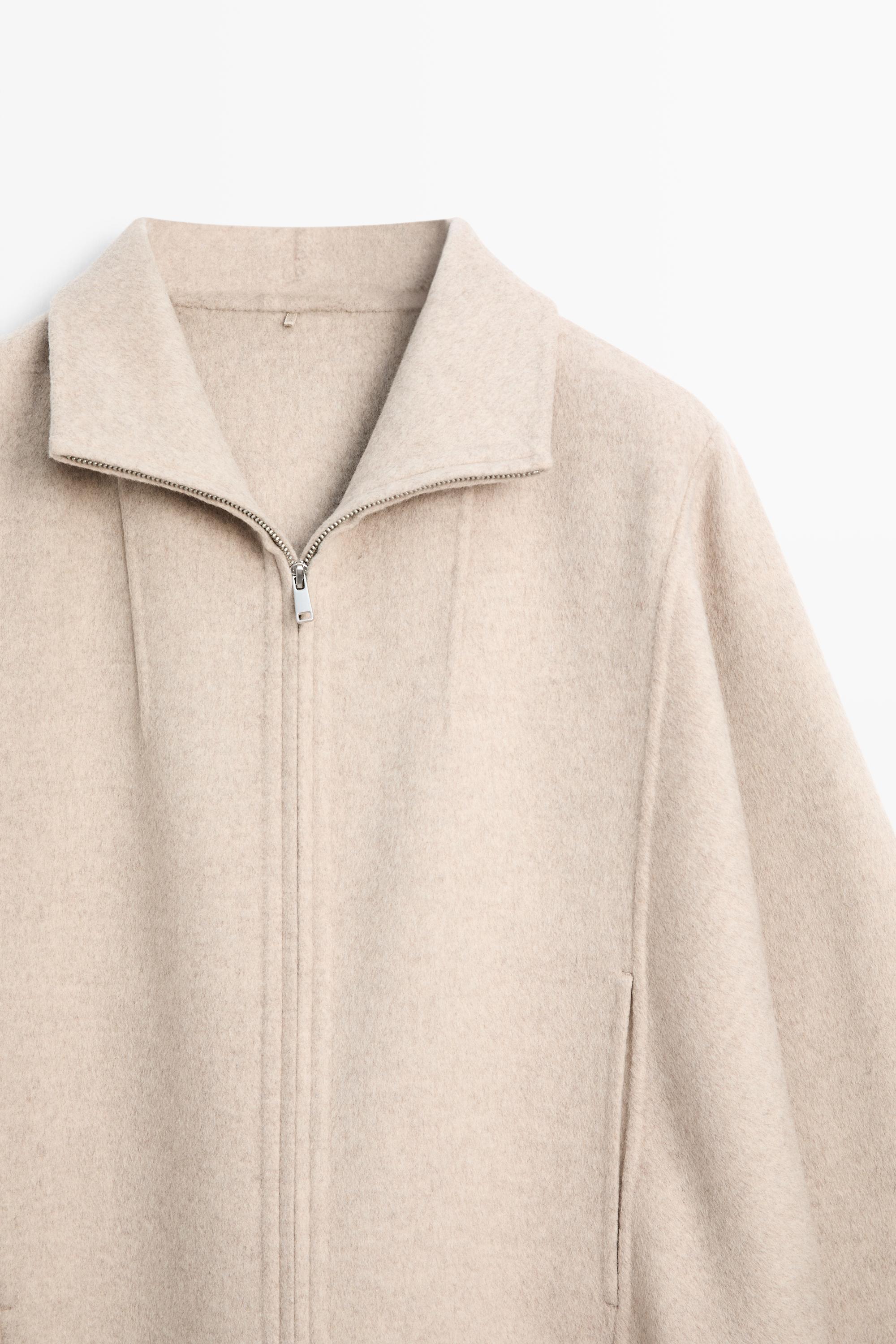 Wool blend bomber jacket — BEIGE