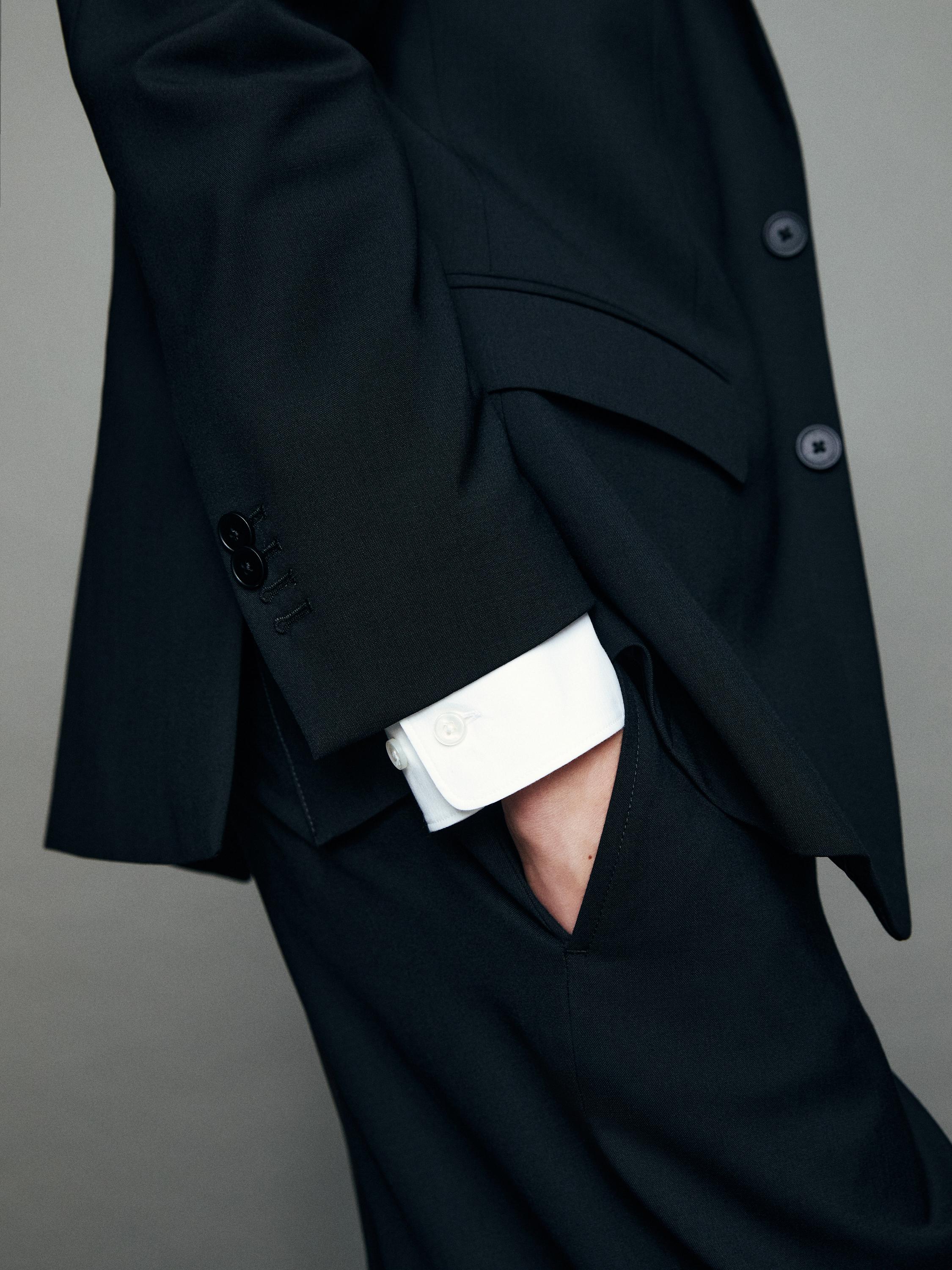 100% cool wool suit blazer — BLACK