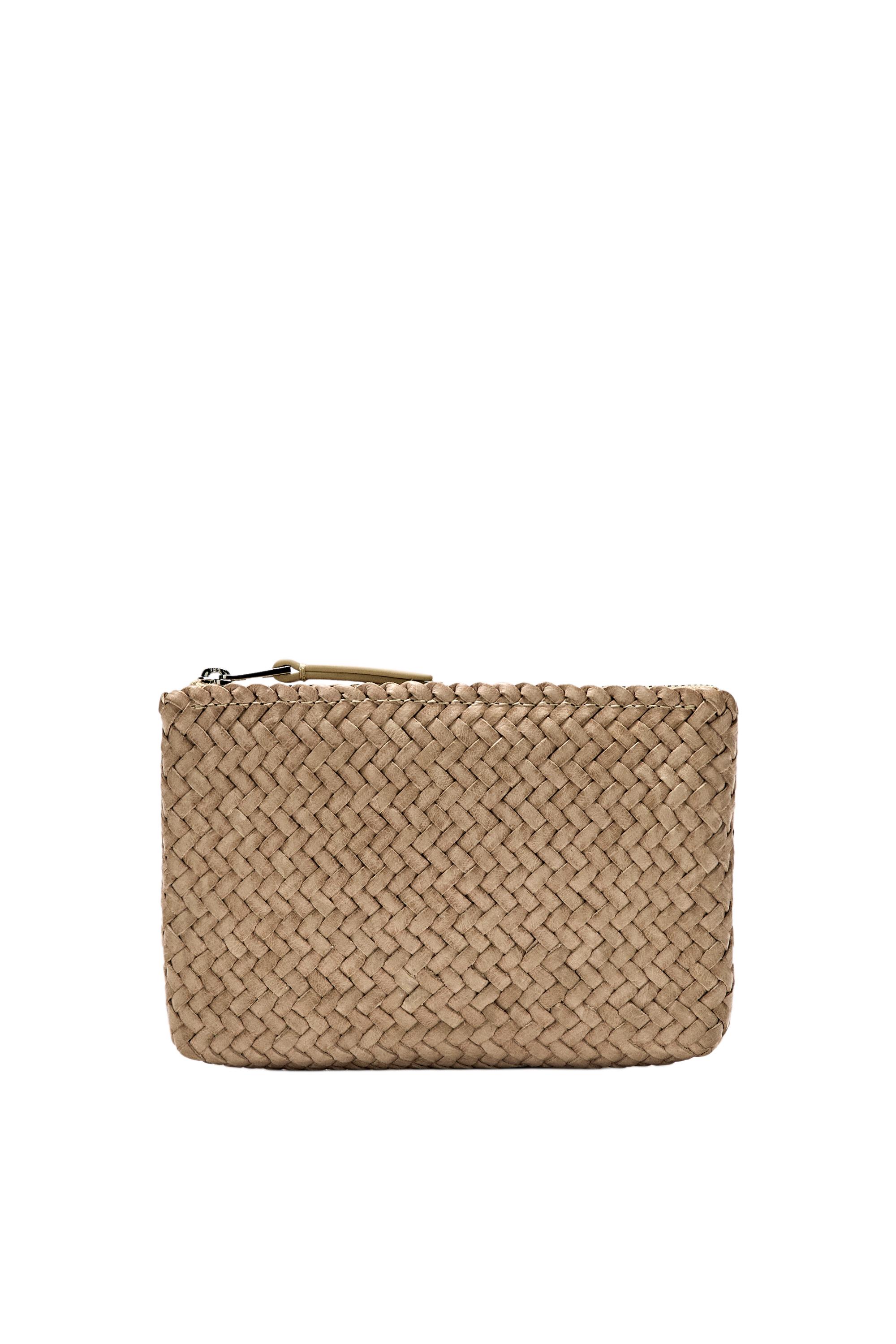 Braided nappa leather pouch bag — CREAM