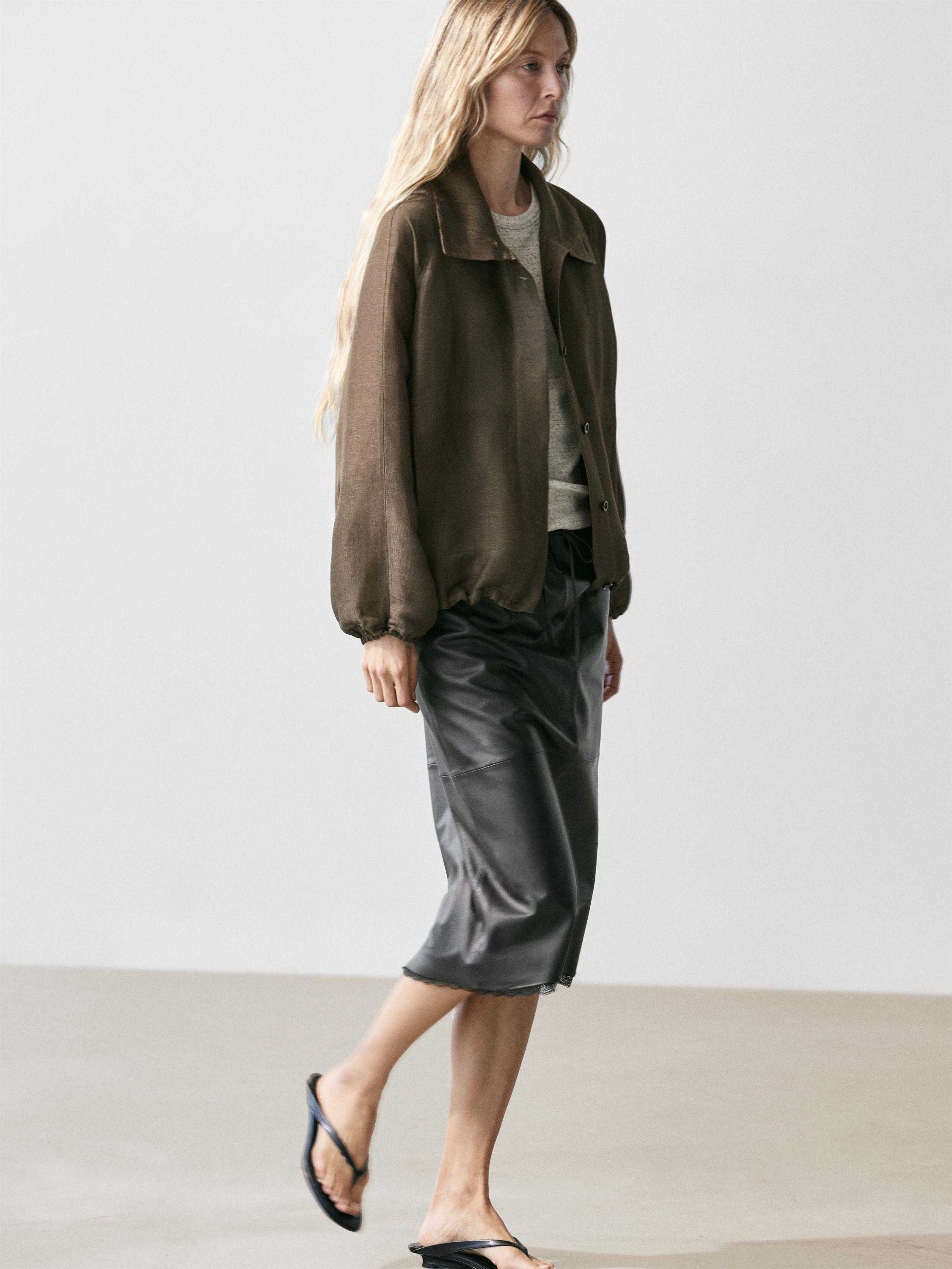 Linen and silk bomber jacket