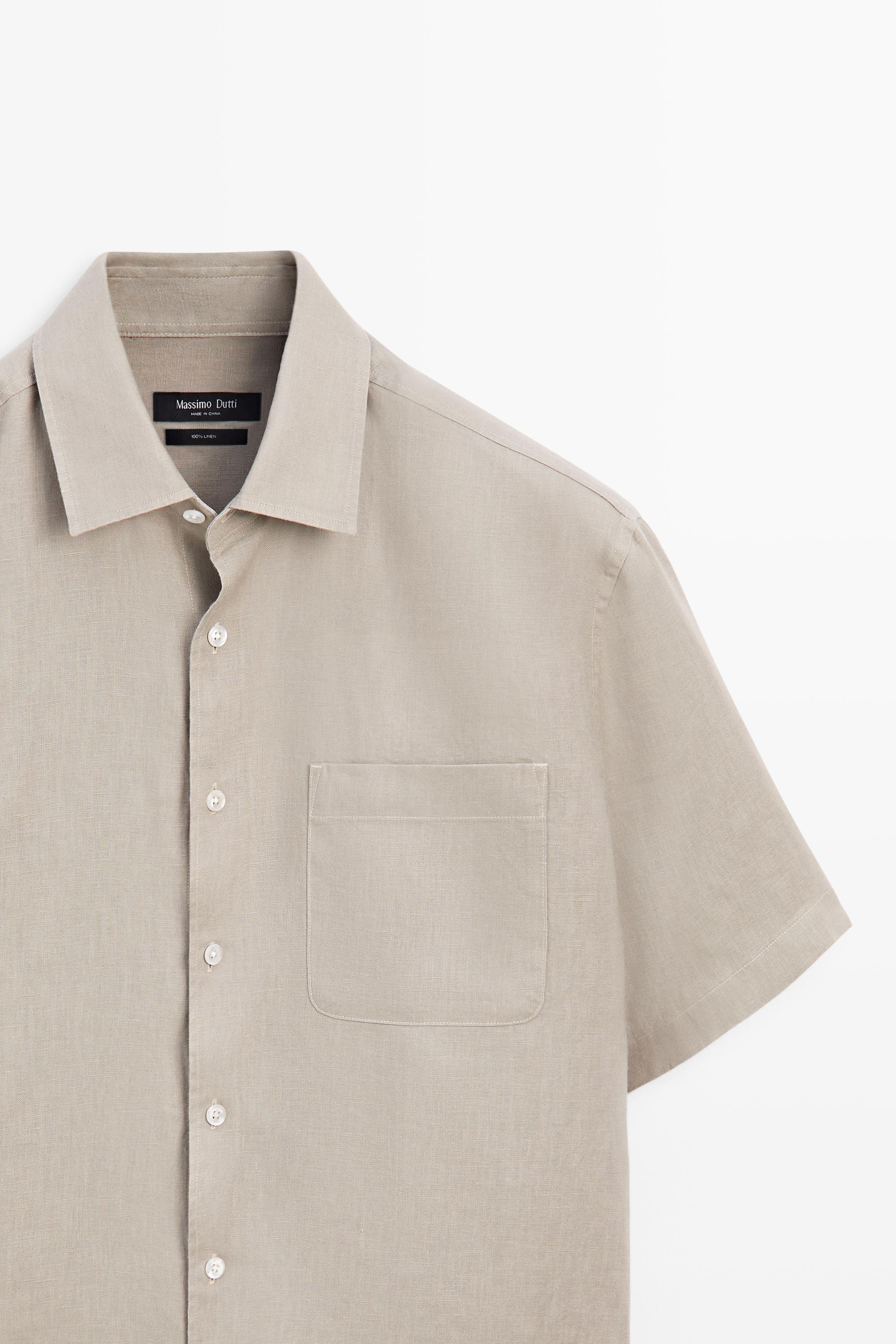 100% linen short sleeve shirt — SAND