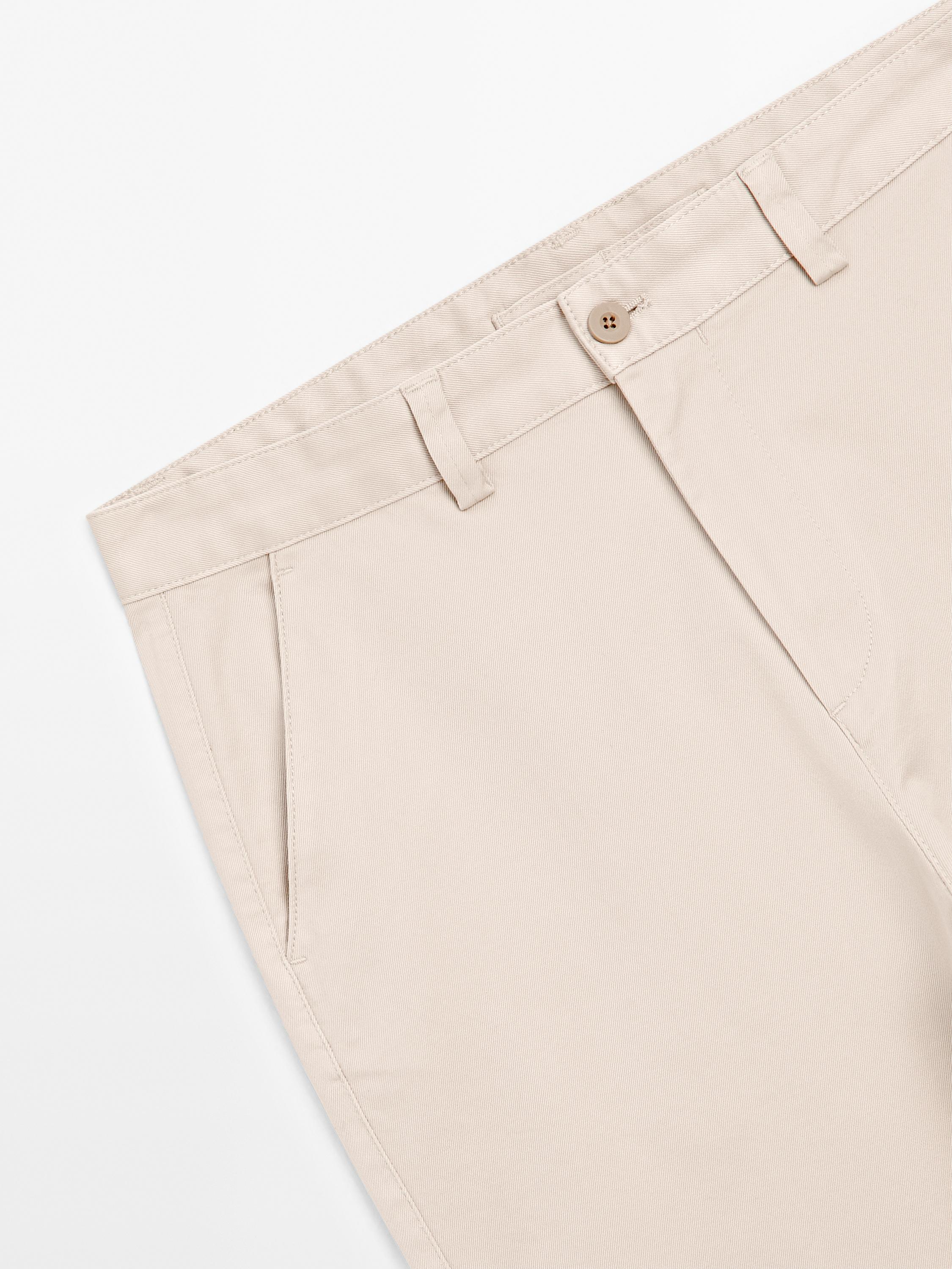 Cotton blend relaxed fit cropped trousers