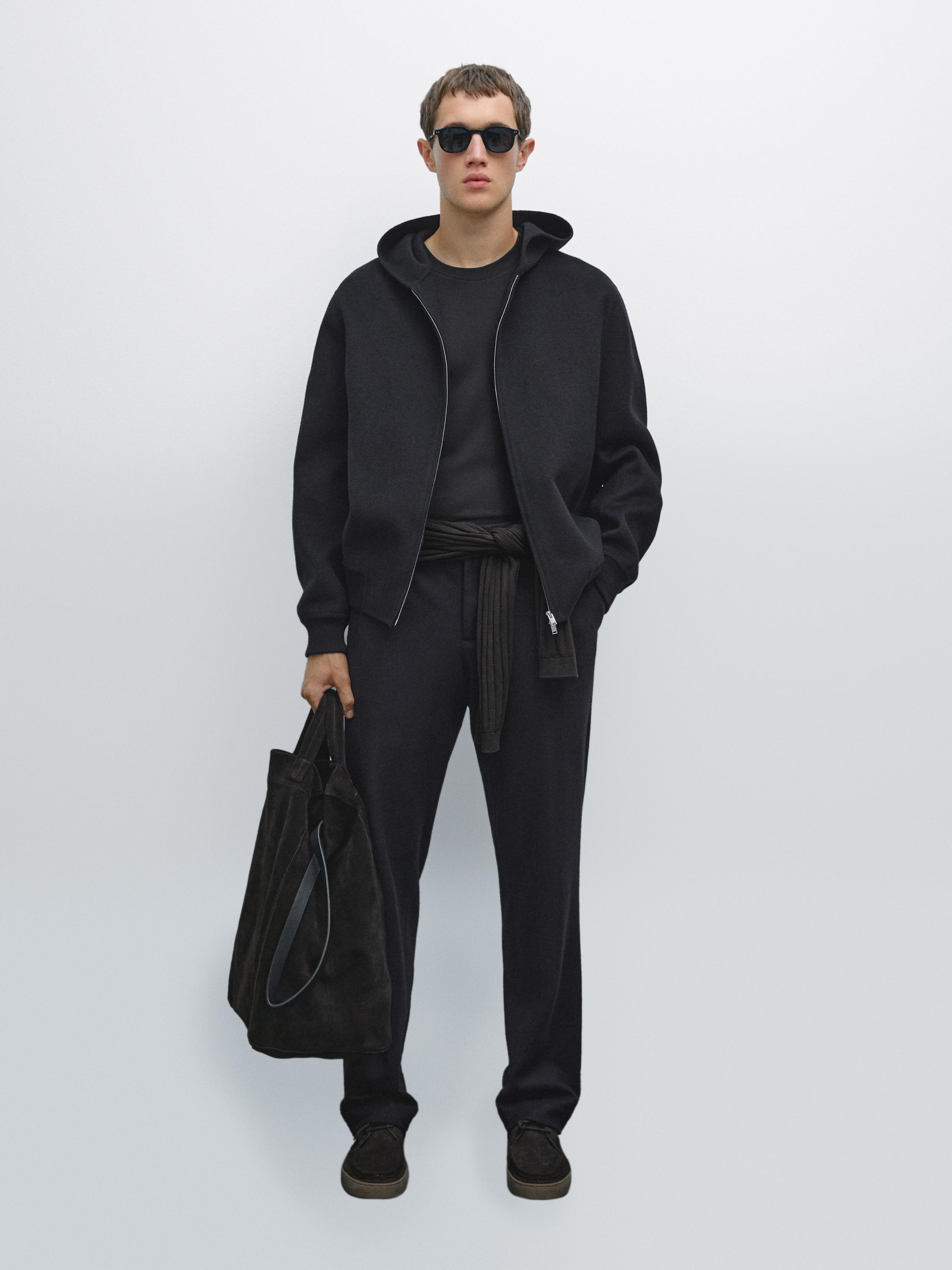 Dvostruka jakna od mešavine vune sa kapuljačom