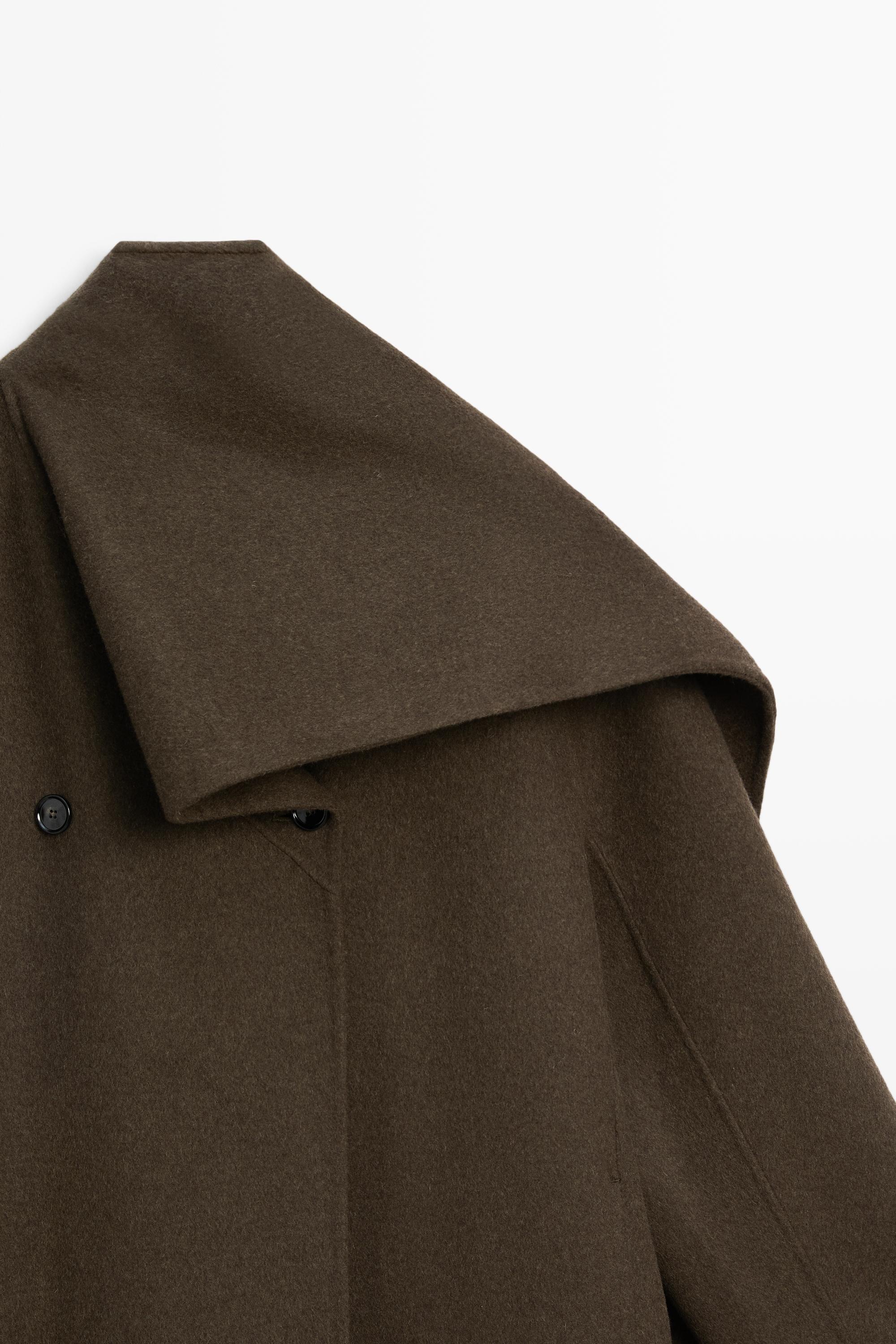 Massimo Dutti Süet detaylı, atkılı uzun kaban